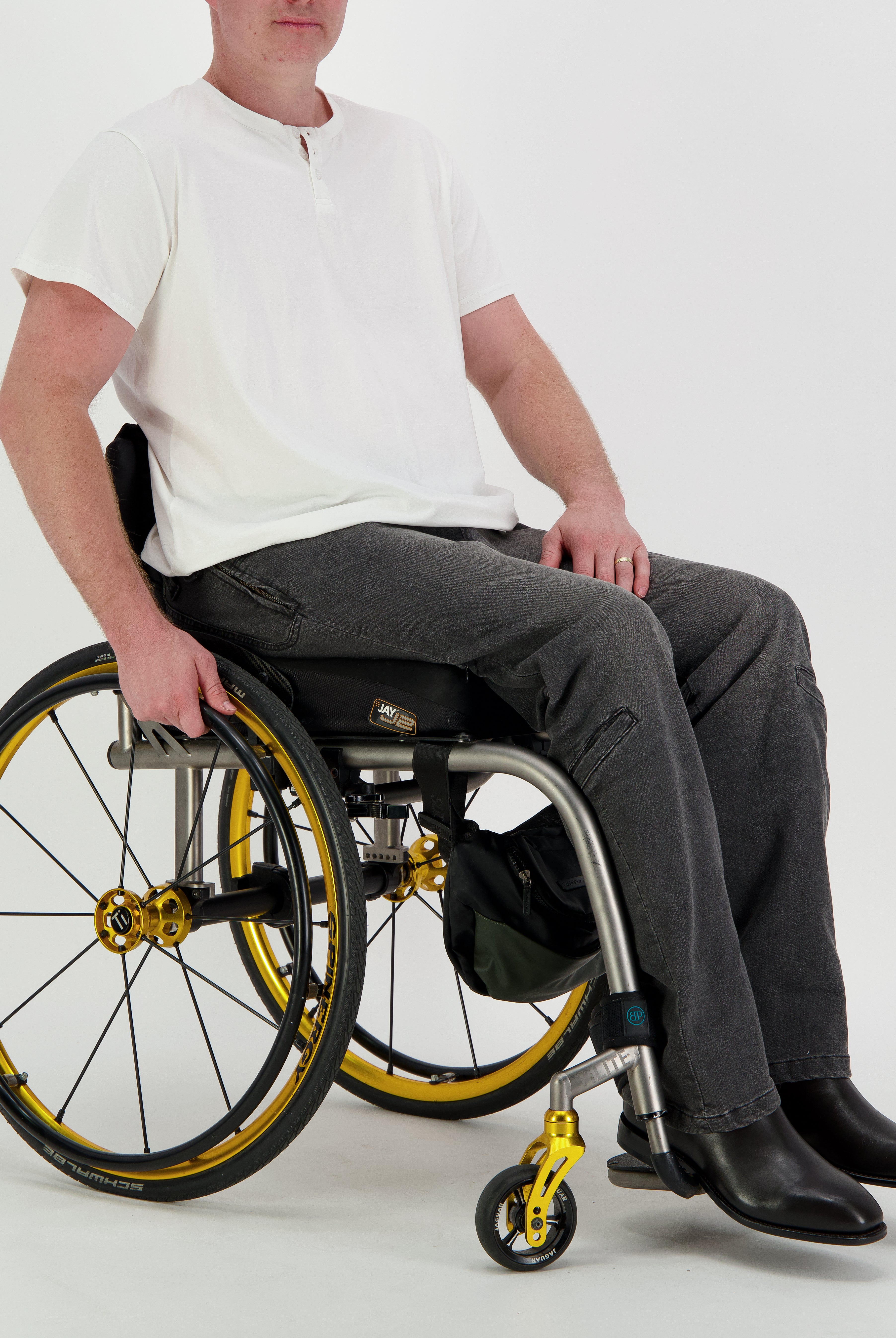 Stephen Seated Jeans for Male Wheelchair Users - Grey 2 & 3 Access Points - Christina Stephens