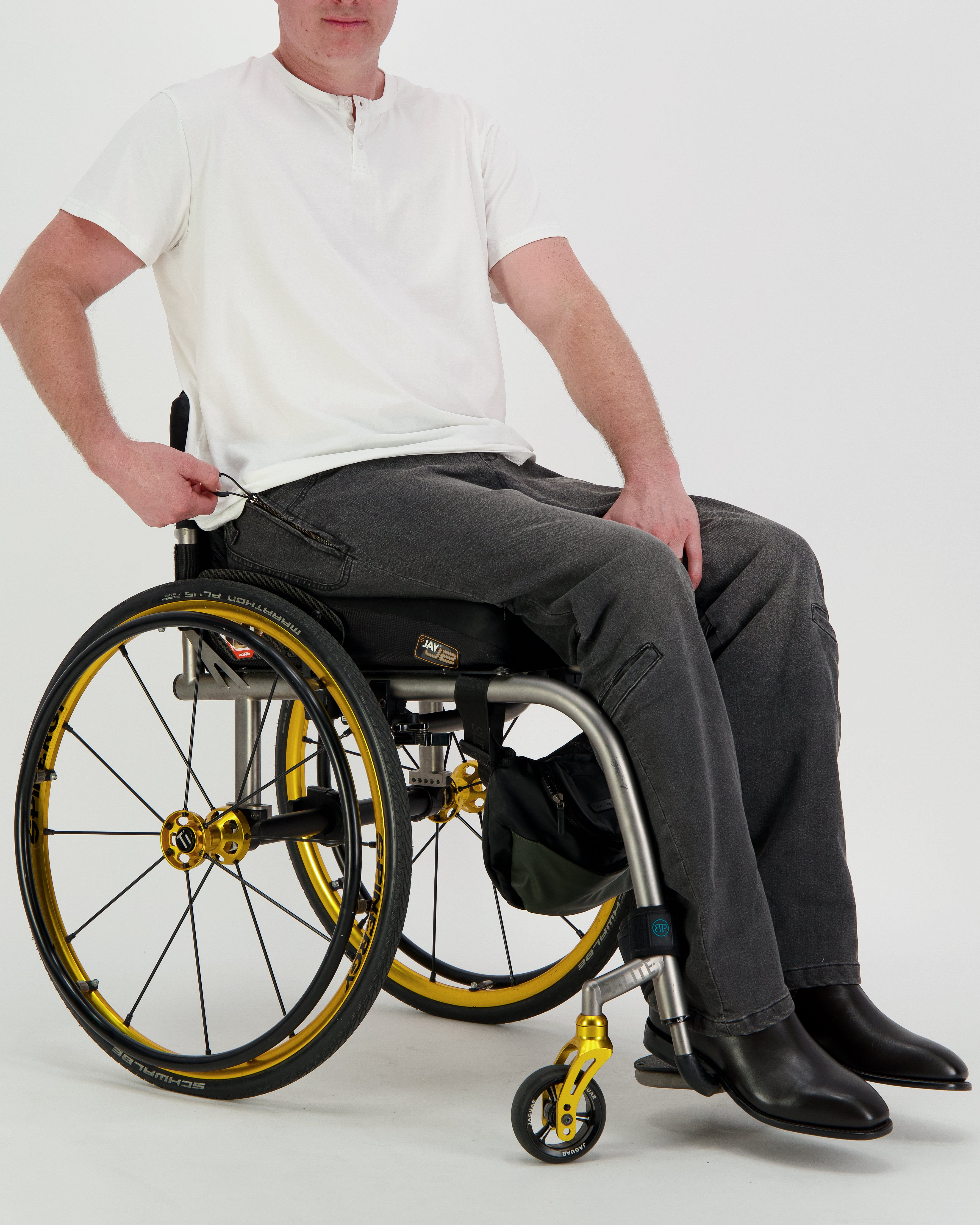 Stephen Seated Jeans for Male Wheelchair Users - Grey 2 & 3 Access Points - Christina Stephens