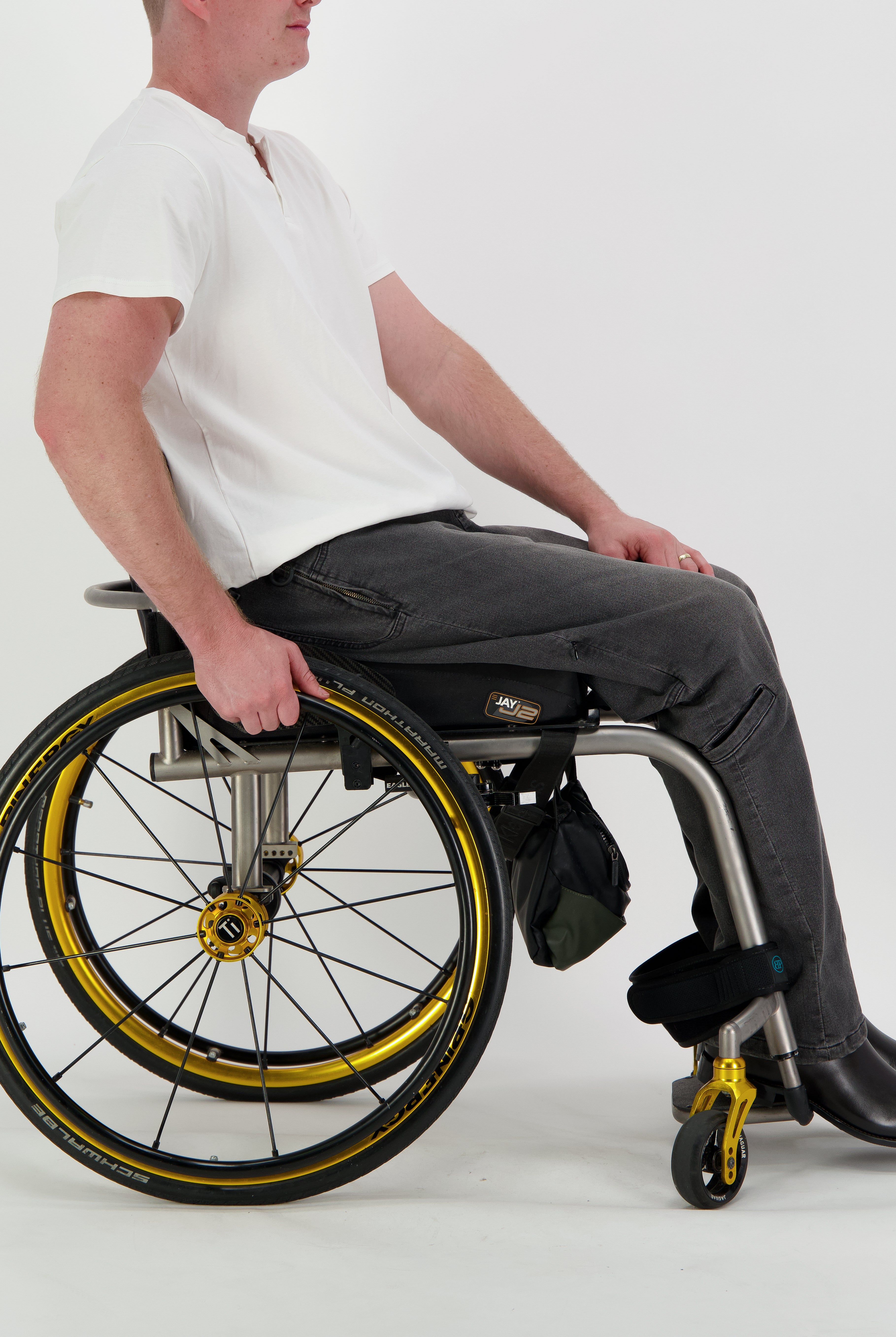 Stephen Seated Jeans for Male Wheelchair Users - Grey 2 & 3 Access Points - Christina Stephens