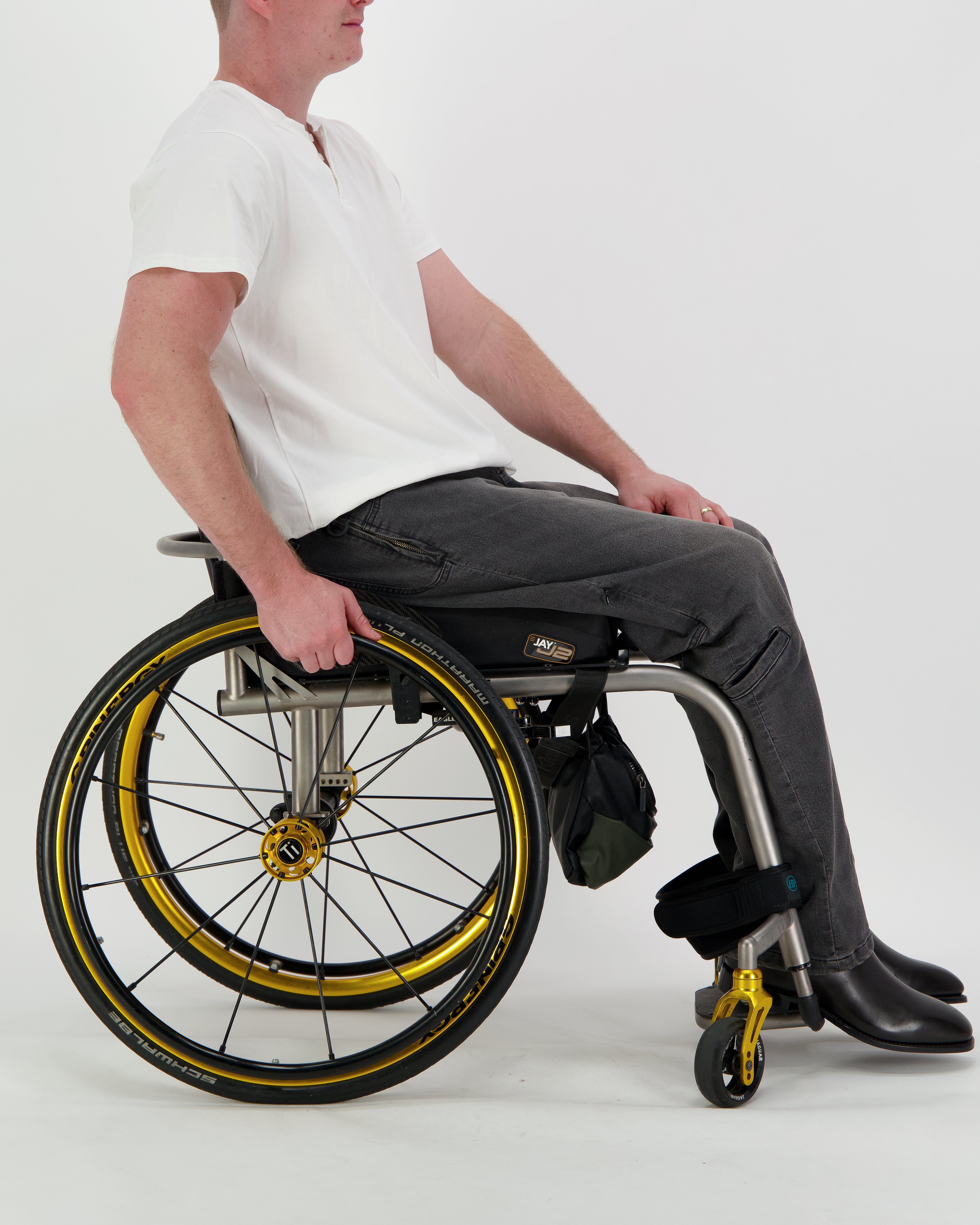 Stephen Seated Jeans for Male Wheelchair Users - Grey 2 & 3 Access Points - Christina Stephens