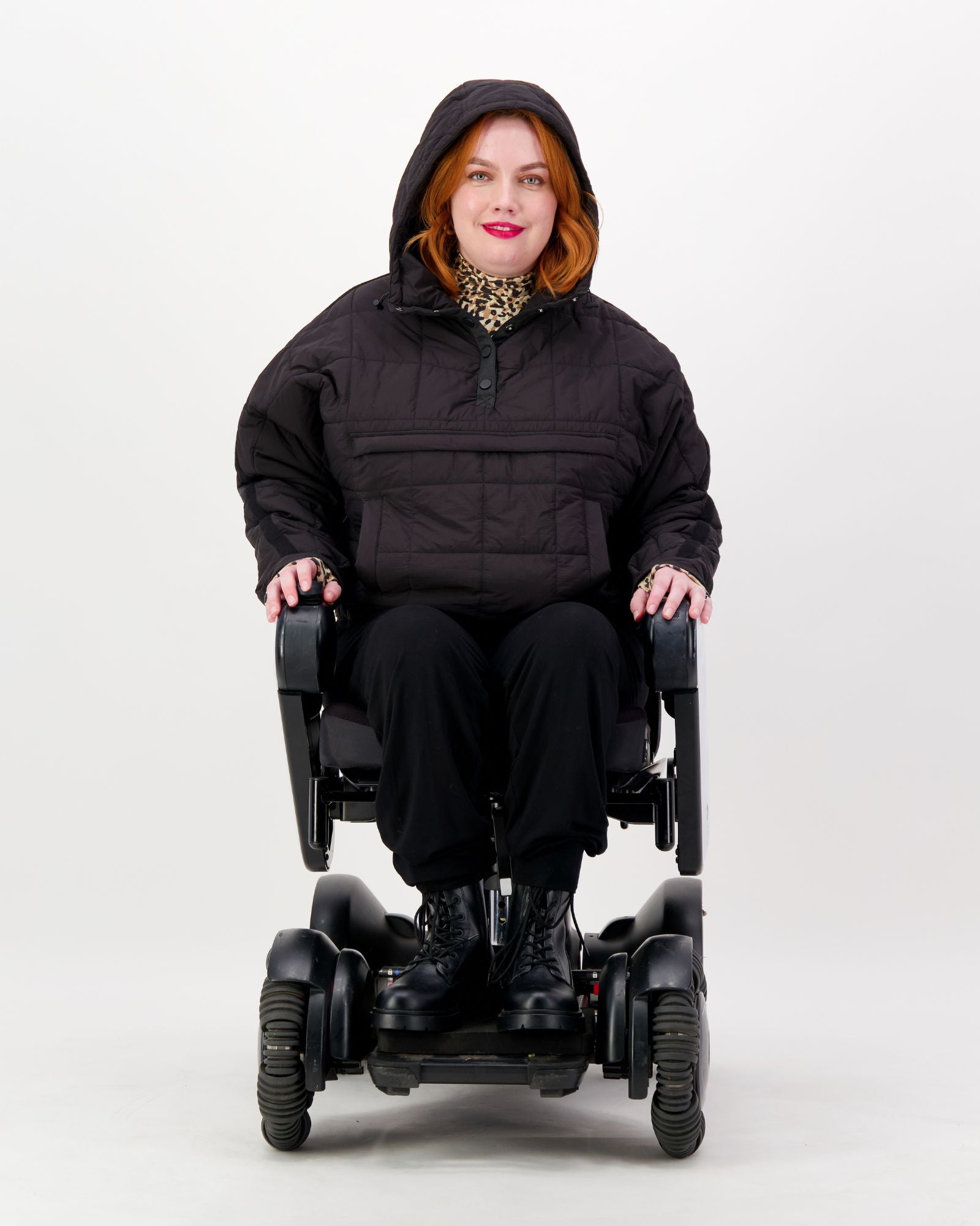 Elly Universal Adaptive Puffer Jacket for Wheelchair Users - Black - Christina Stephens