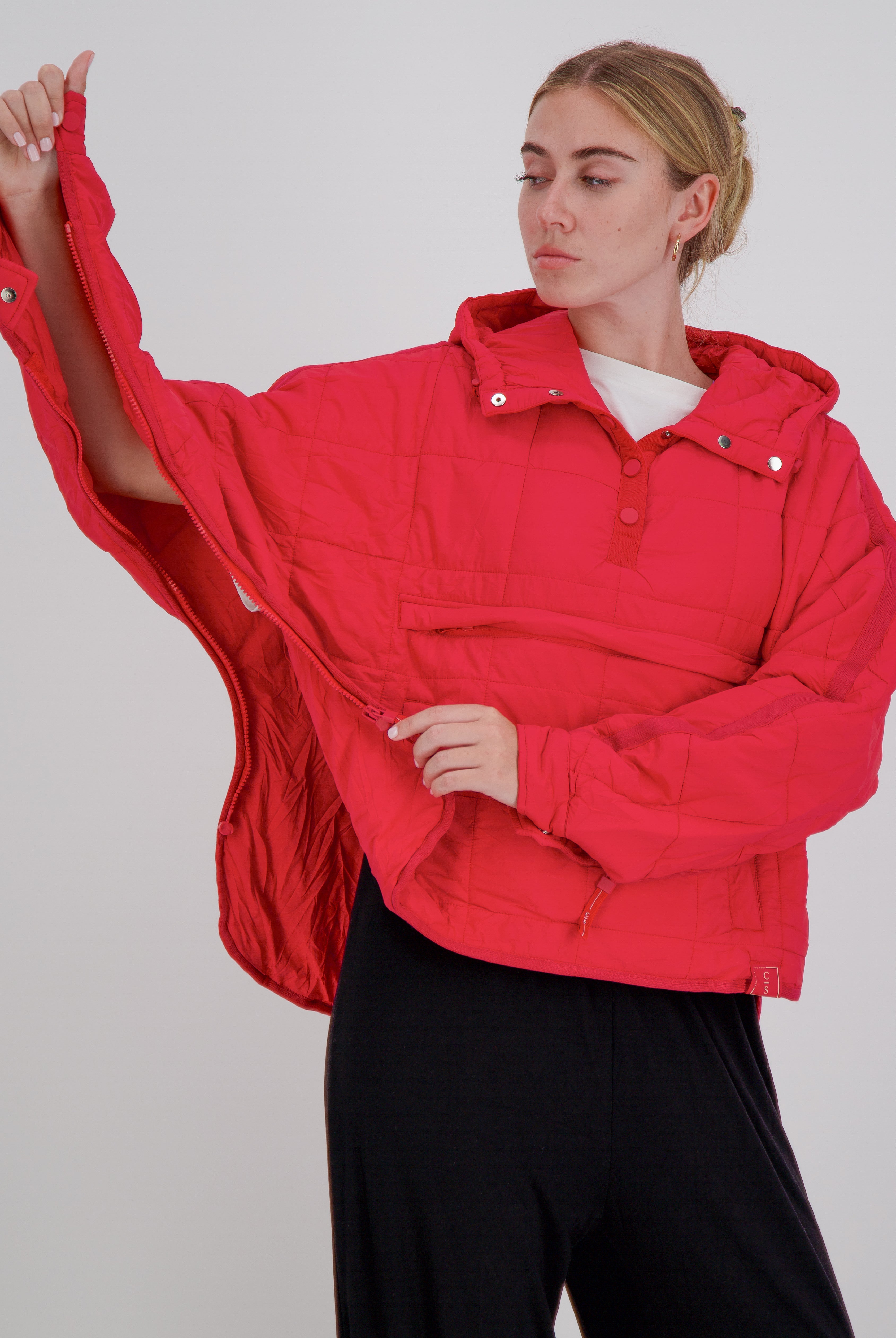 Elly Universal Adaptive Puffer Jacket for Wheelchair Users - Red - Christina Stephens