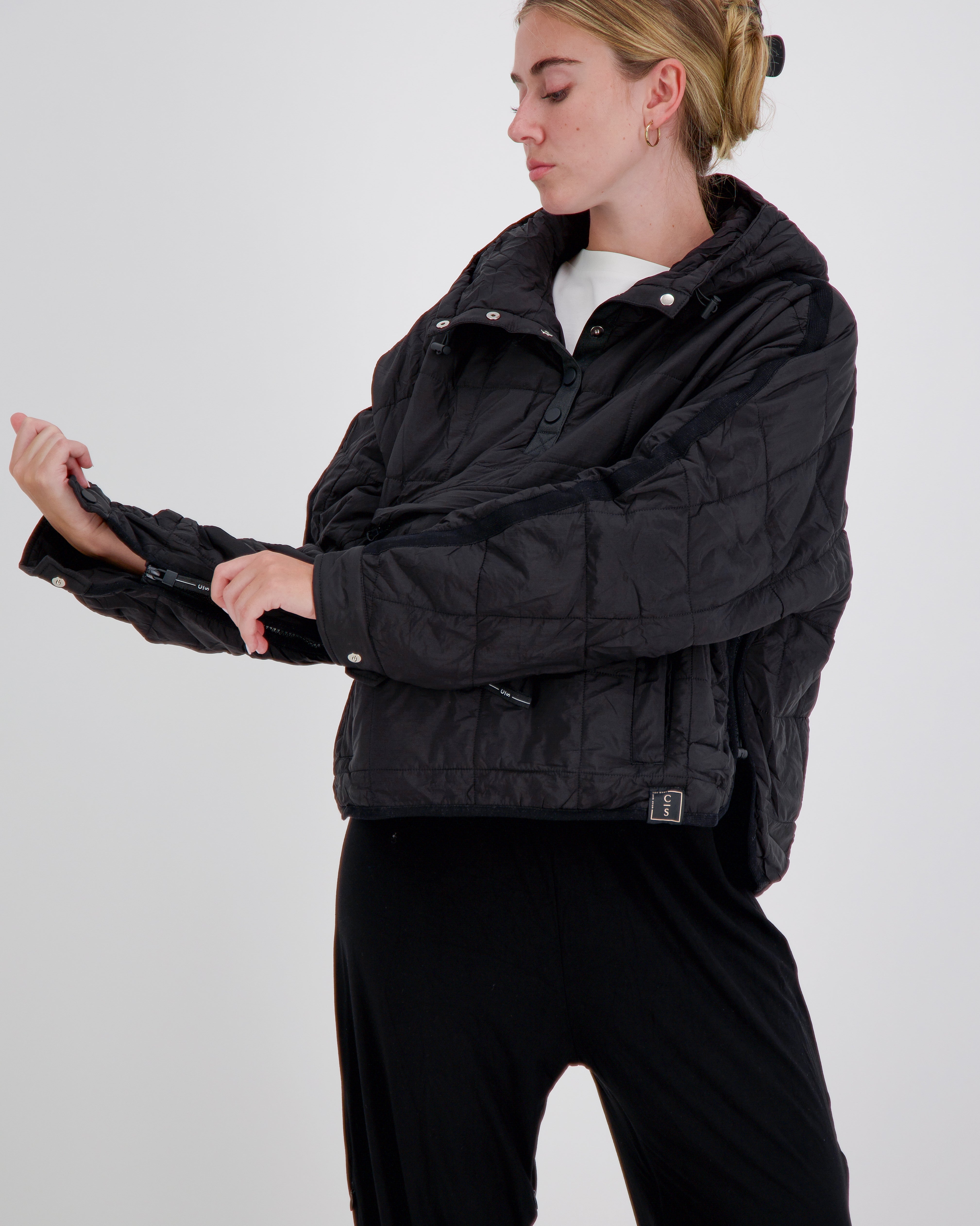 Elly Universal Adaptive Puffer Jacket for Wheelchair Users - Black - Christina Stephens
