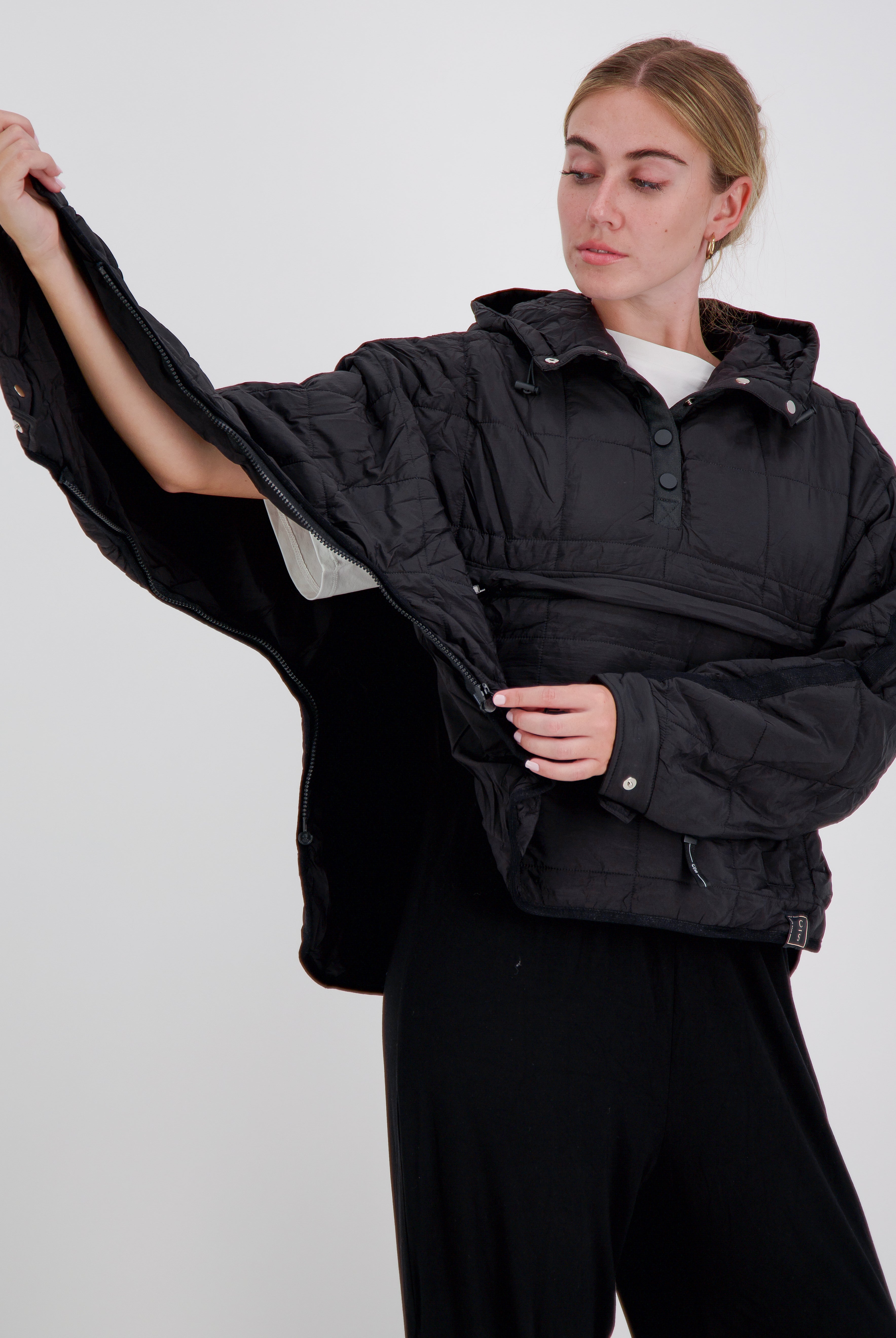 Elly Universal Adaptive Puffer Jacket for Wheelchair Users - Black - Christina Stephens