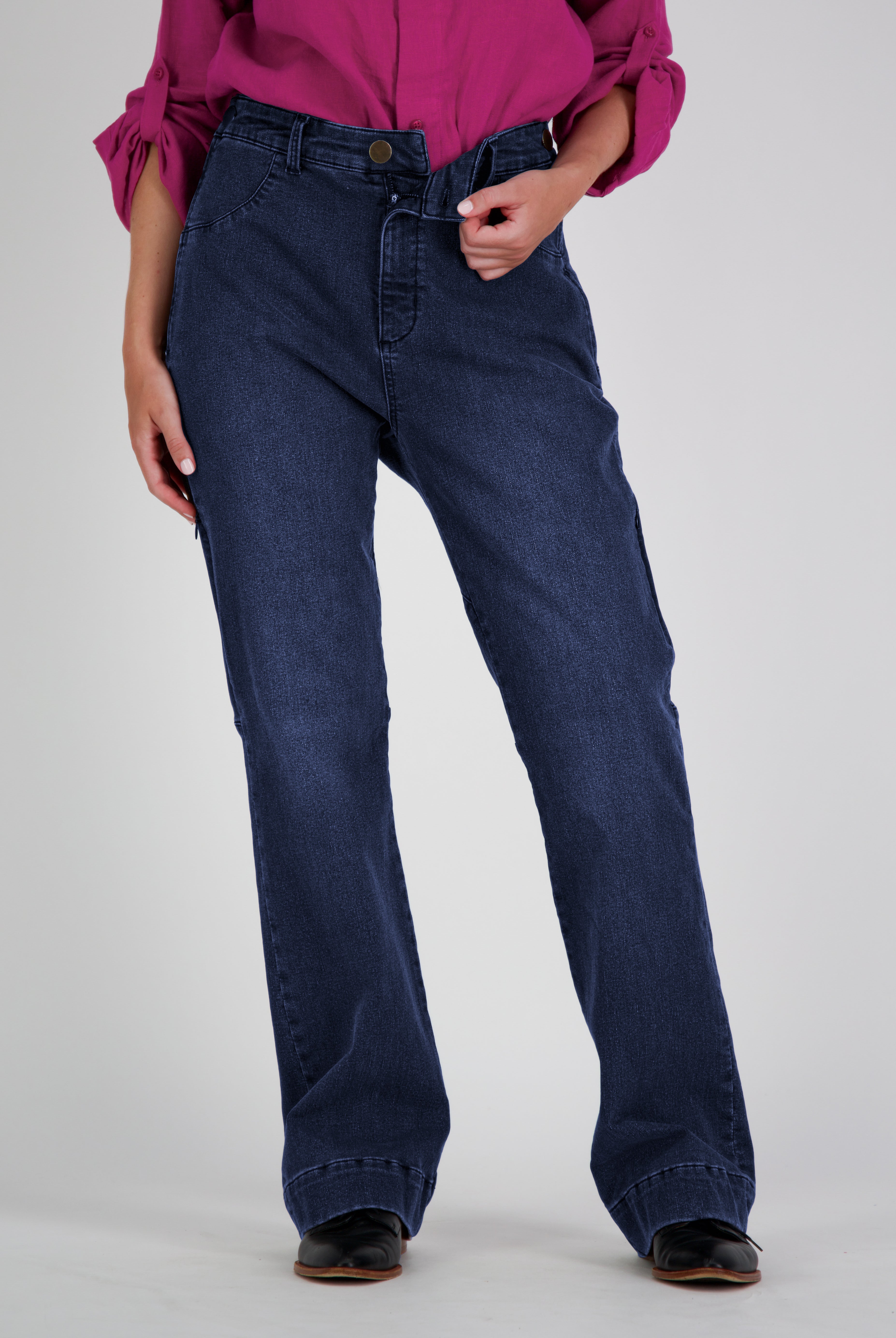 Annie Seated Jeans for Female Wheelchair Users - Blue 2 & 3 Access Points - Christina Stephens