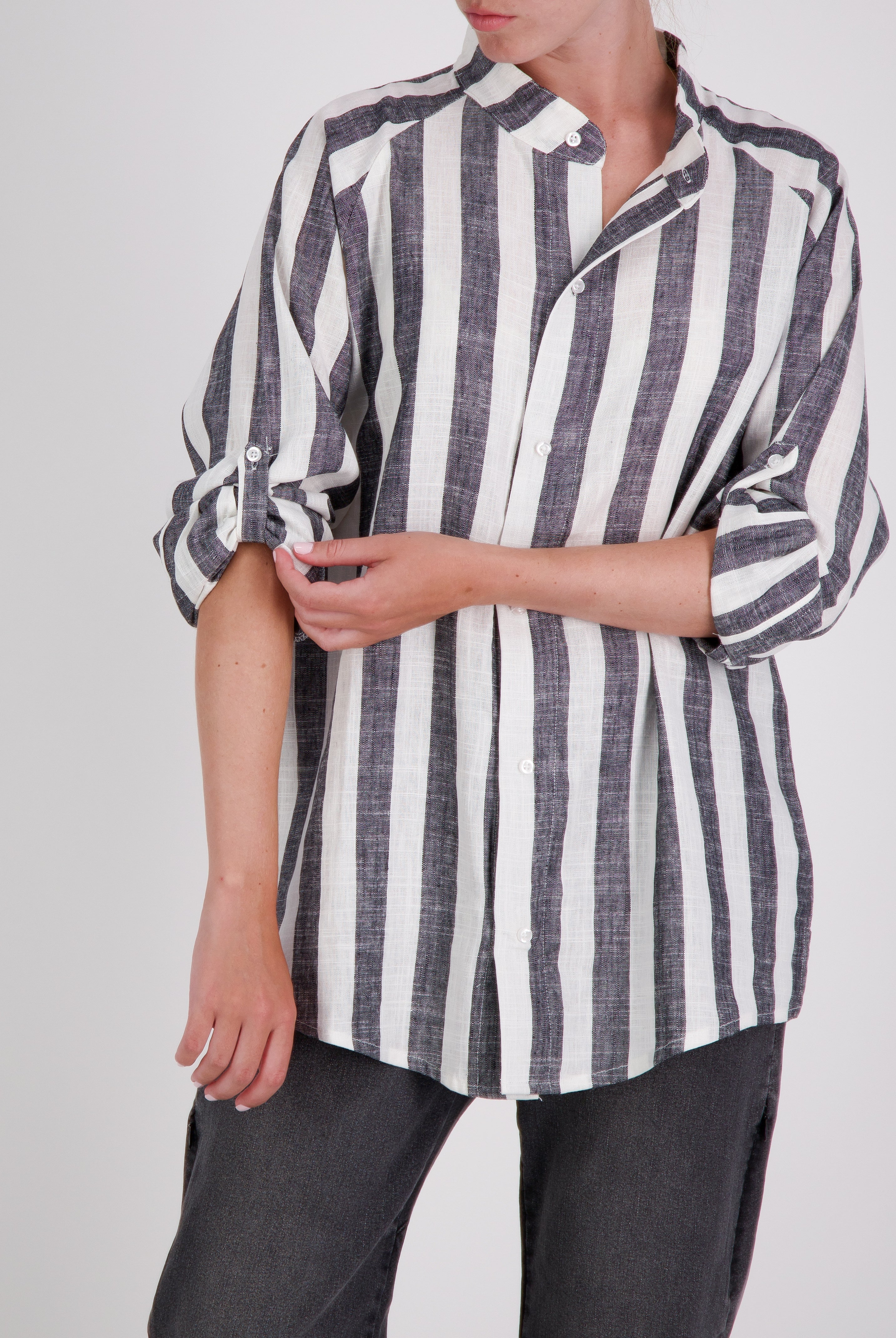Cruiser Magnetic Linen Shirt for Dexterity Support - Stripe - Christina Stephens
