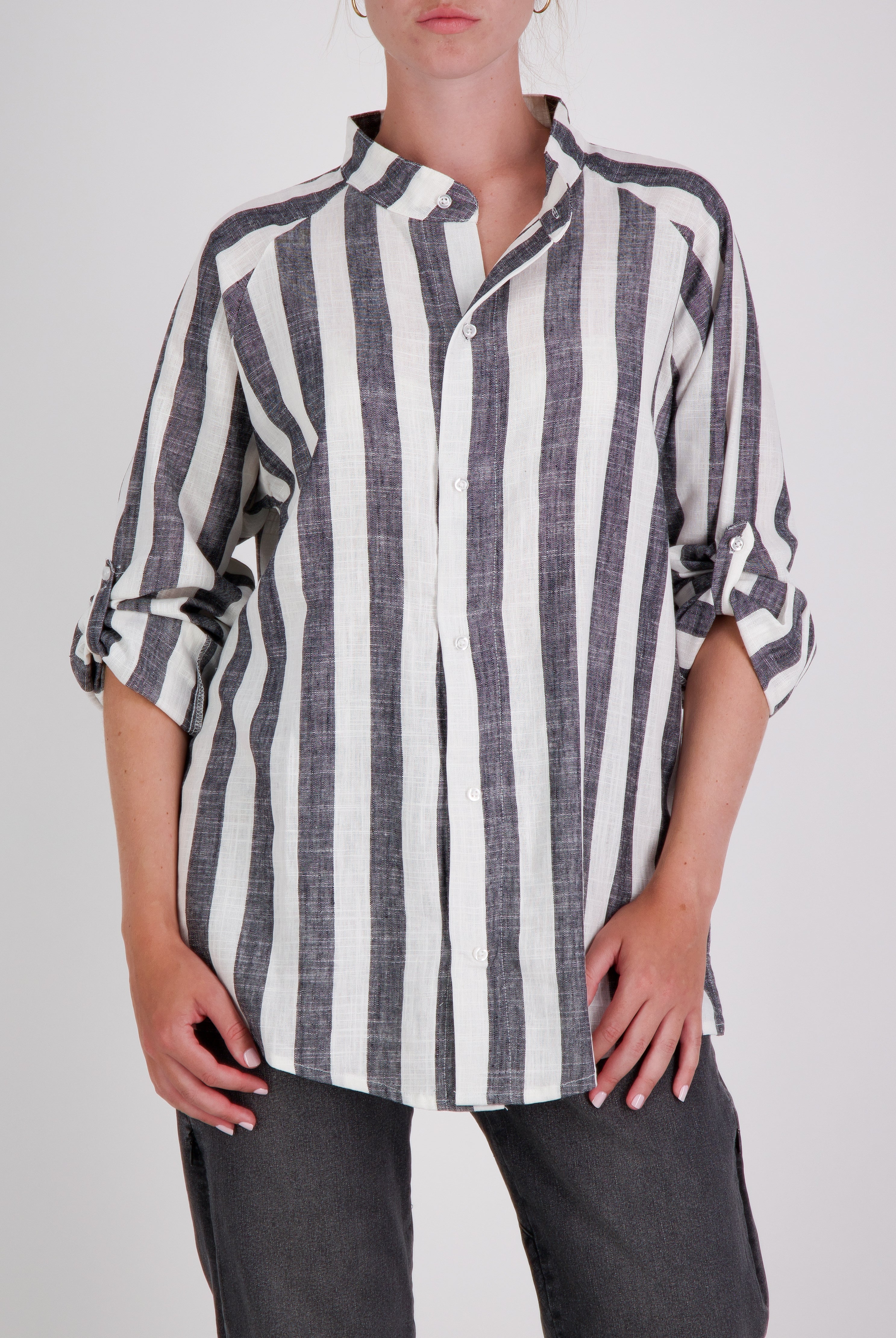 Cruiser Magnetic Linen Shirt for Dexterity Support - Stripe - Christina Stephens