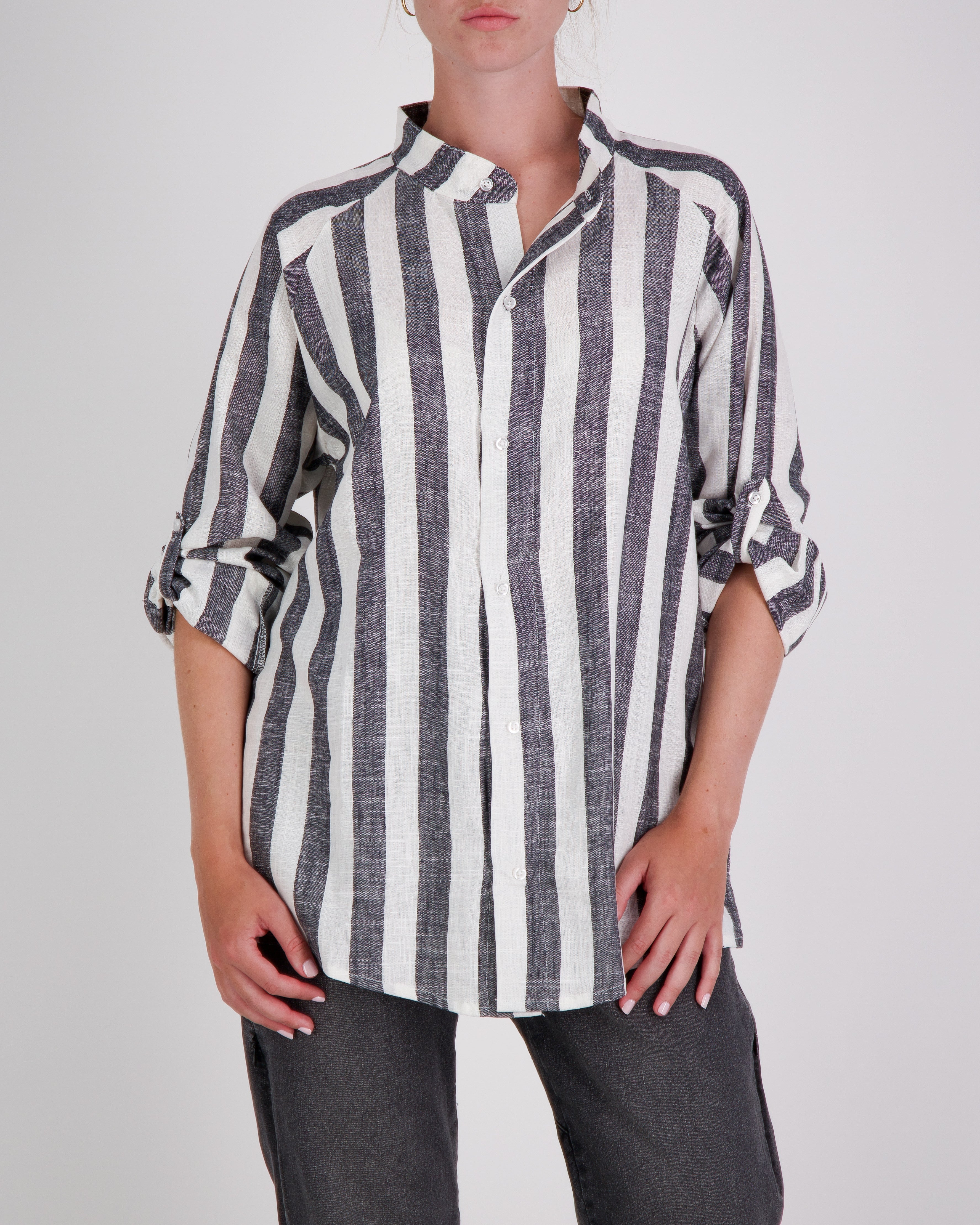 Cruiser Magnetic Linen Shirt for Dexterity Support - Stripe - Christina Stephens