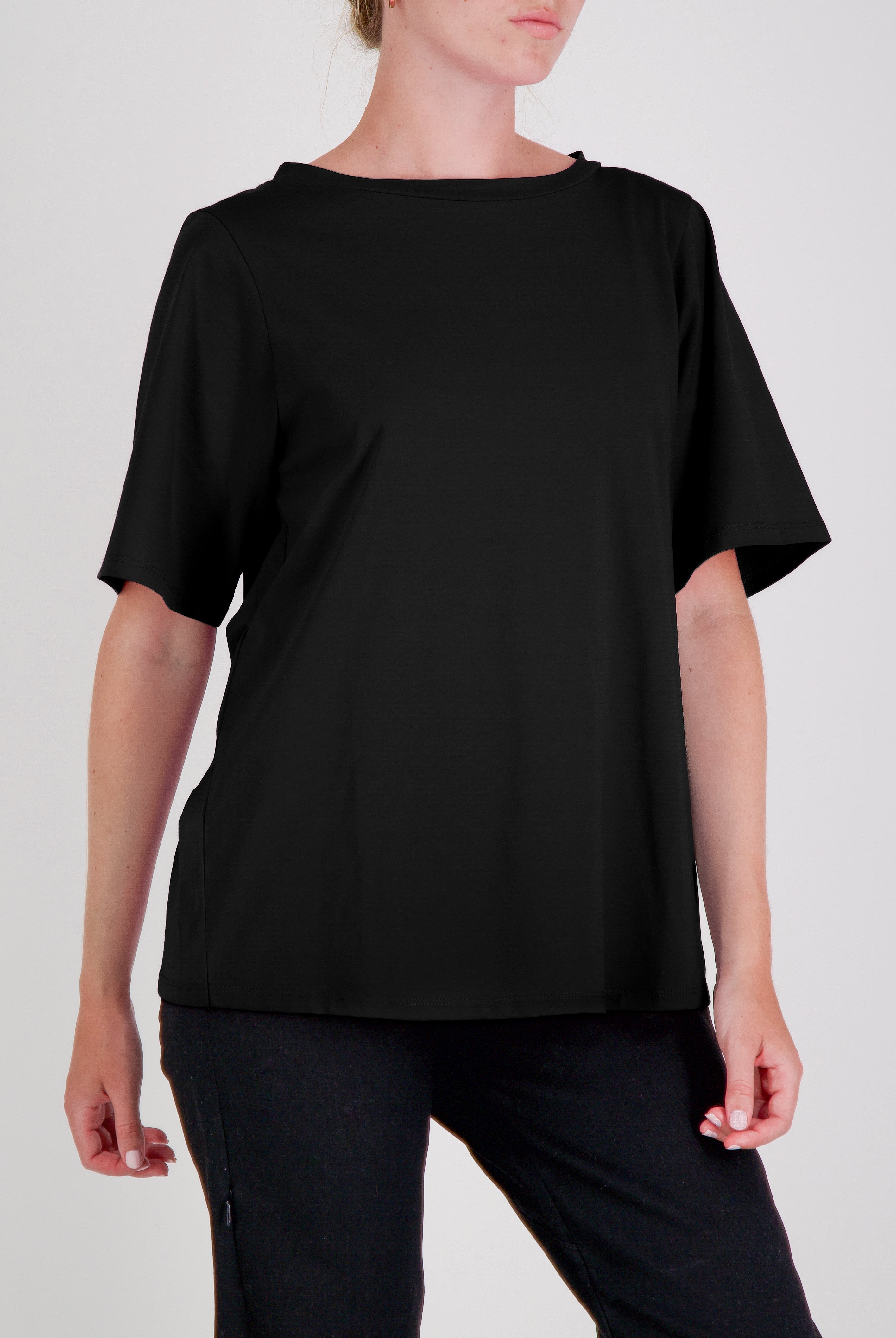 Lilli Leaf Back T-Shirt Stain and Spill Resistant for Dexterity - Black - Christina Stephens