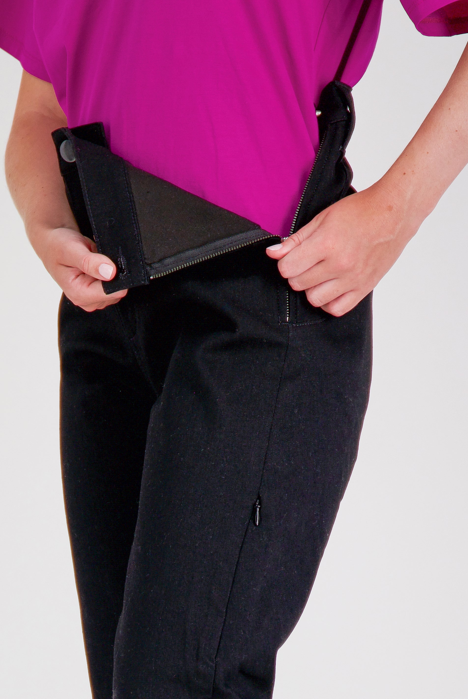 Annie Seated Jeans for Female Wheelchair Users - Black 2 & 3 Access Points - Christina Stephens