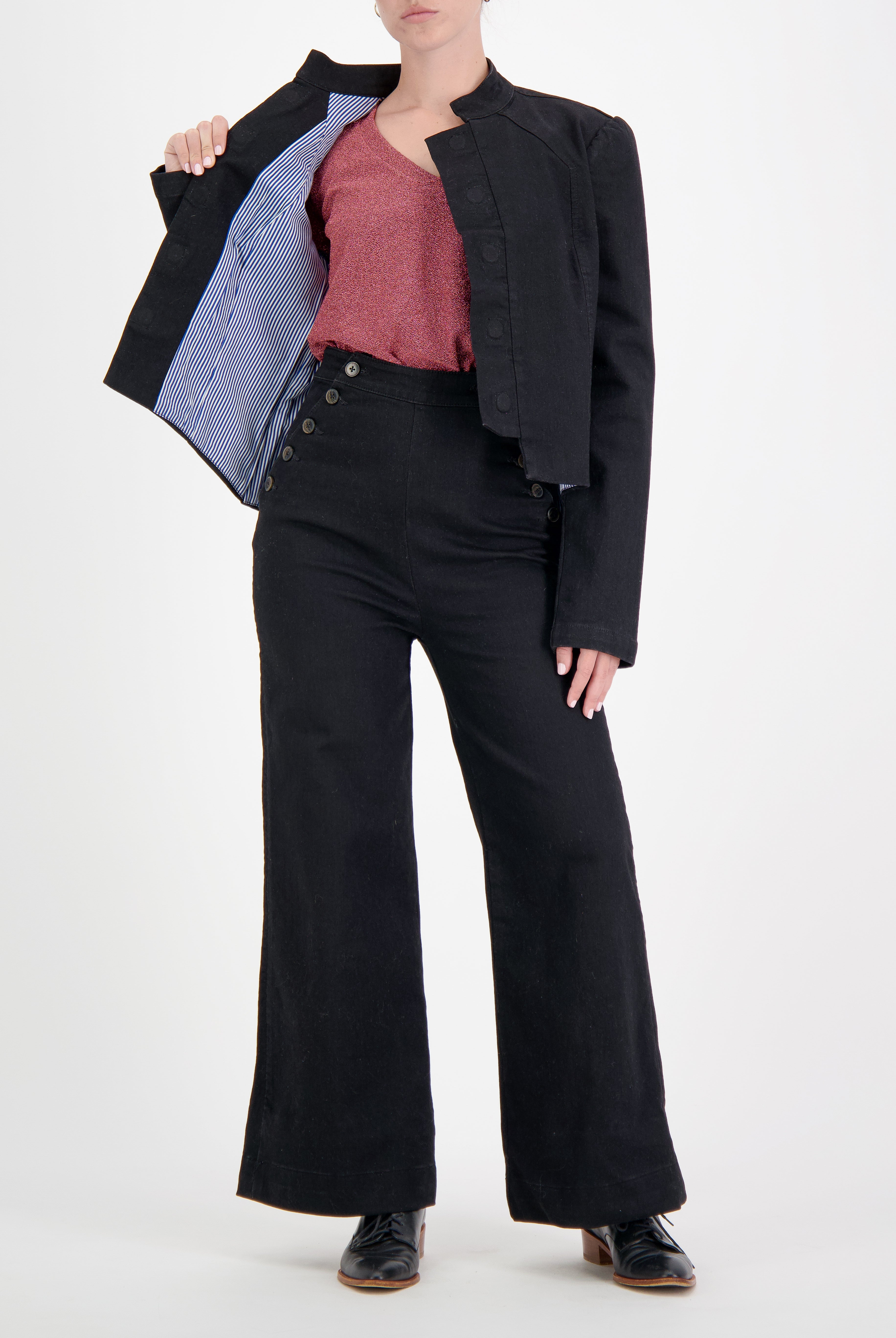 Paula Cropped Magnetic Jacket for Dexterity Support - Black - Christina Stephens