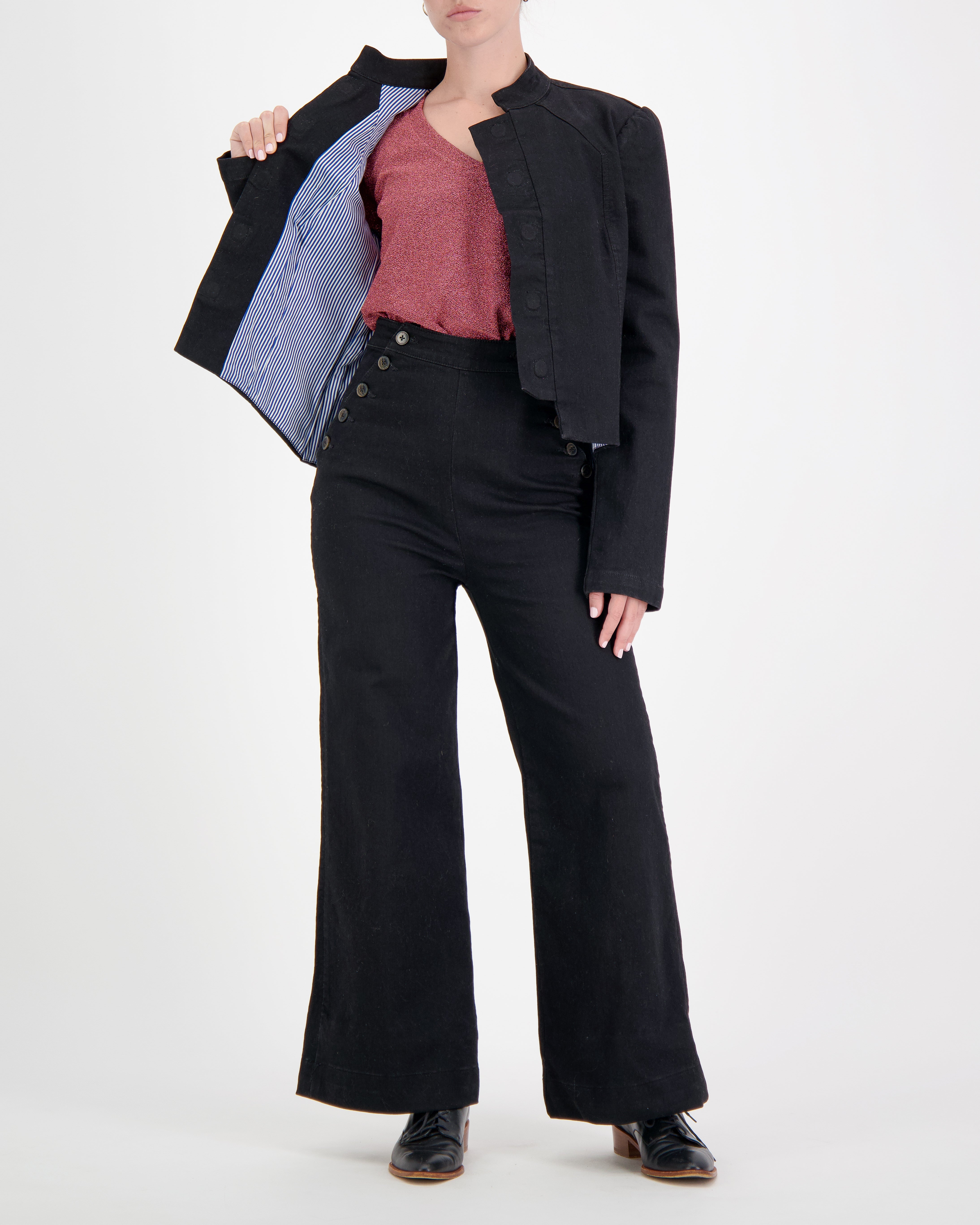 Paula Cropped Magnetic Jacket for Dexterity Support - Black - Christina Stephens
