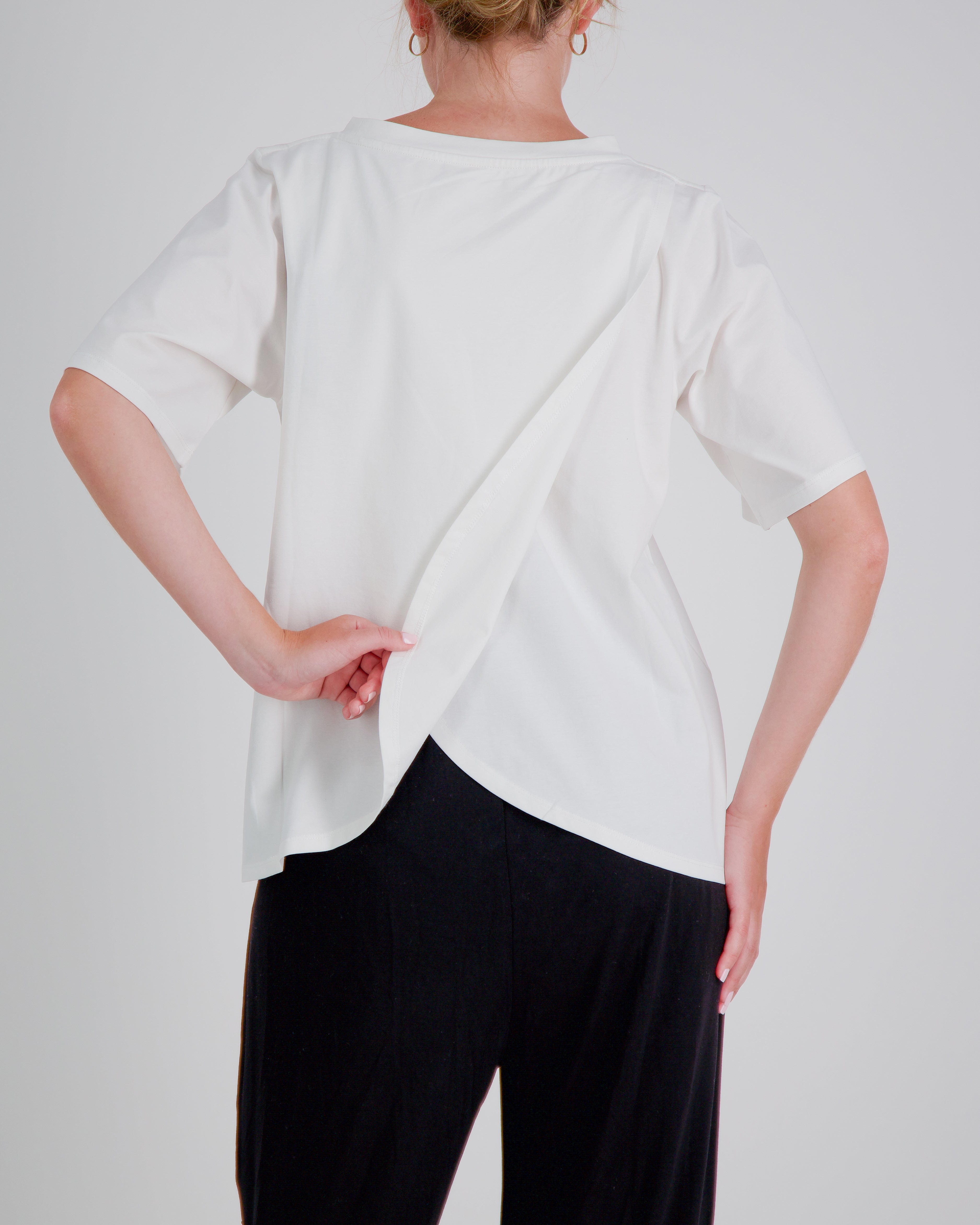 Lilli Leaf Back T-Shirt Stain and Spill Resistant for Dexterity Support - White - Christina Stephens