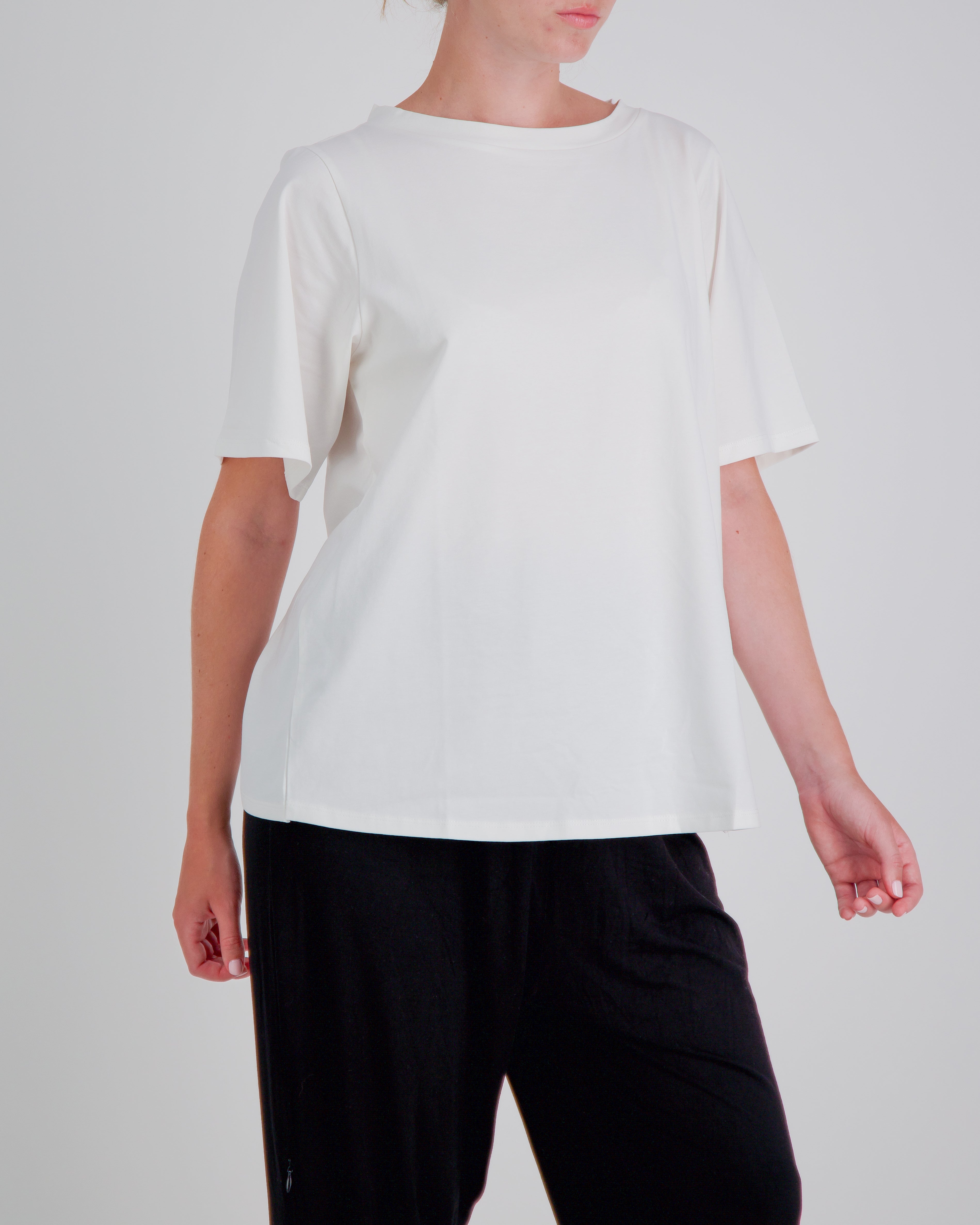 Lilli Leaf Back T-Shirt Stain and Spill Resistant for Dexterity Support - White - Christina Stephens