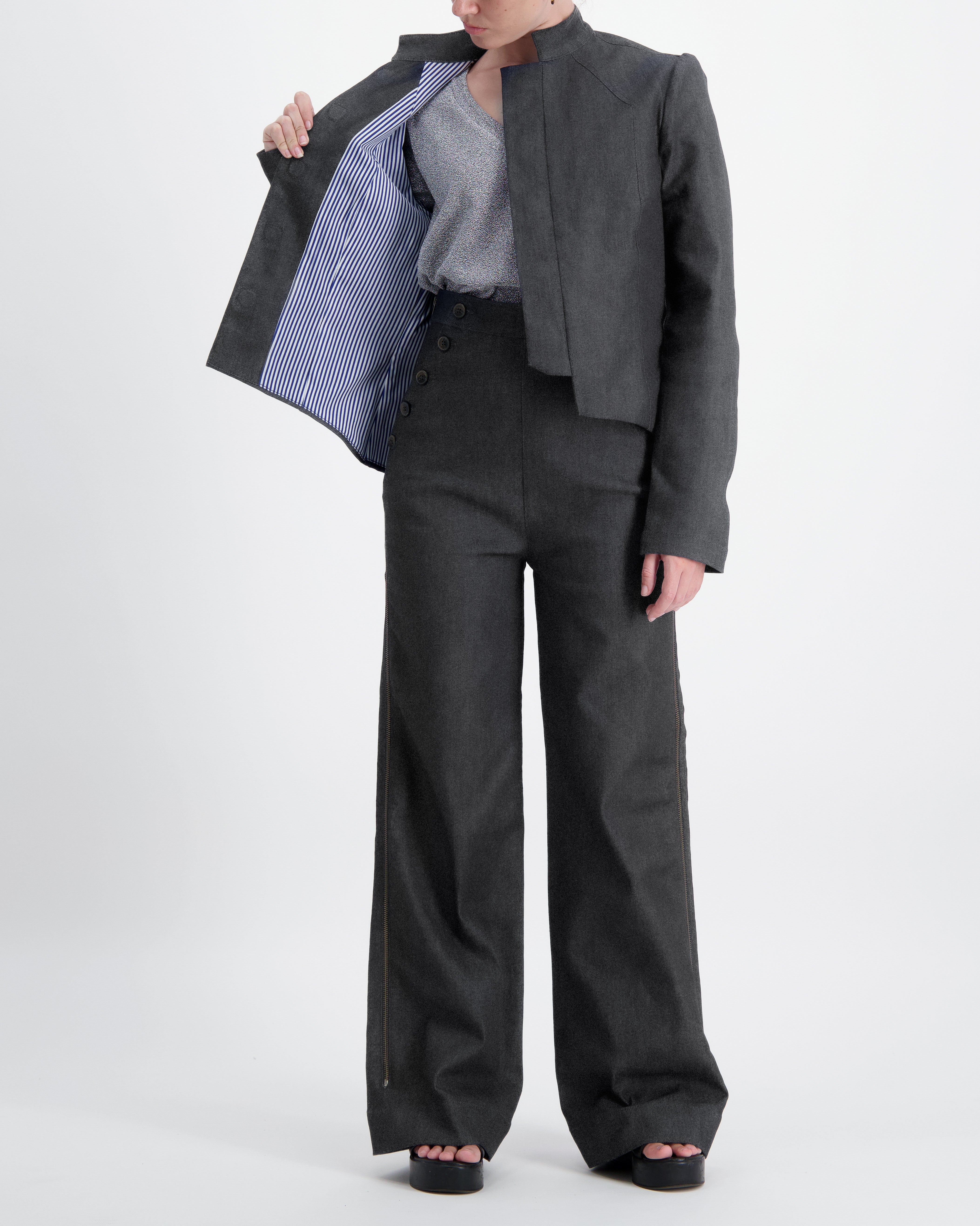 Paula Cropped Magnetic Jacket for Dexterity Support - Black - Christina Stephens