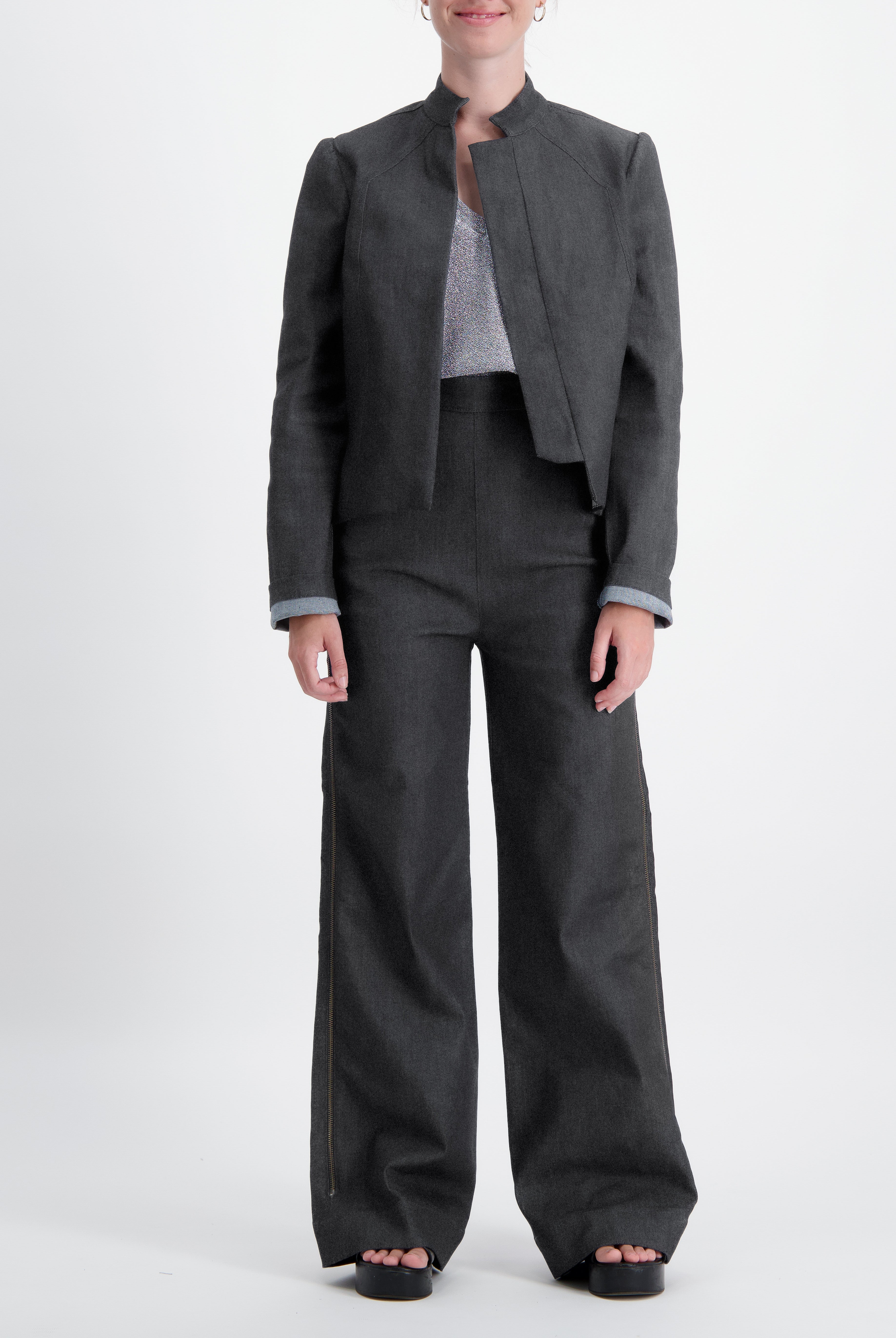 Paula Cropped Magnetic Jacket for Dexterity Support - Black - Christina Stephens