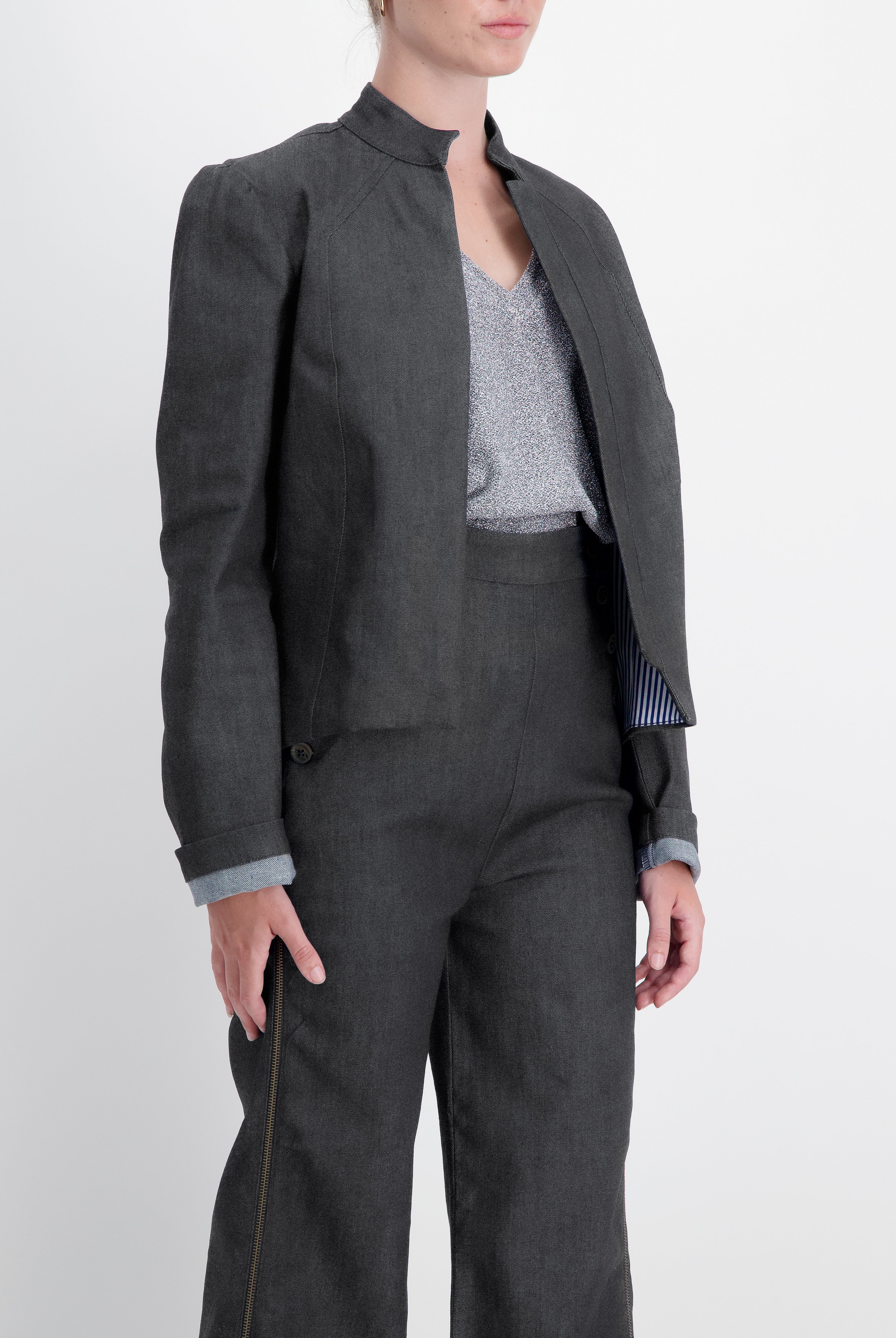 Paula Cropped Magnetic Jacket for Dexterity Support - Gray - Christina Stephens
