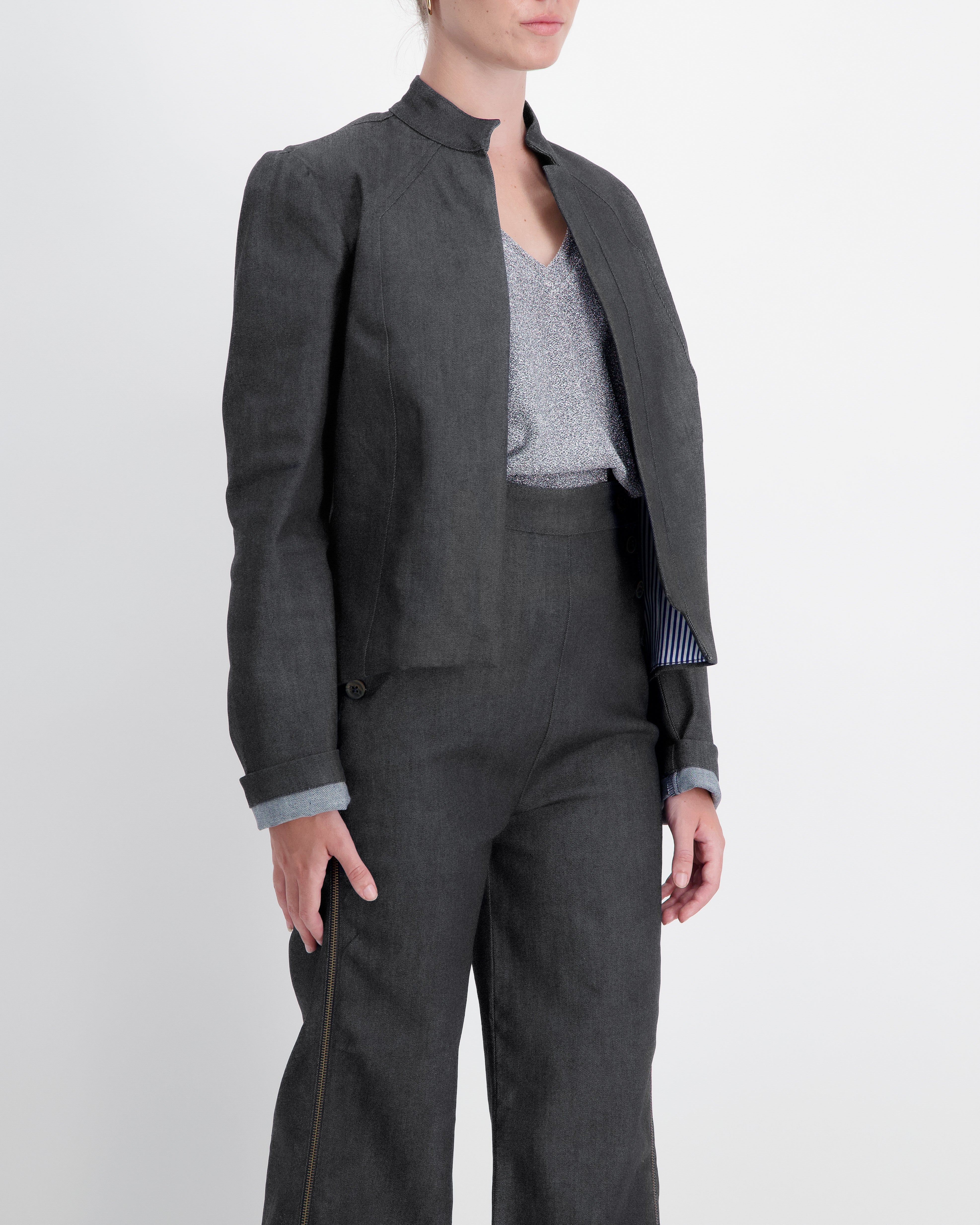 Paula Cropped Magnetic Jacket for Dexterity Support - Gray - Christina Stephens