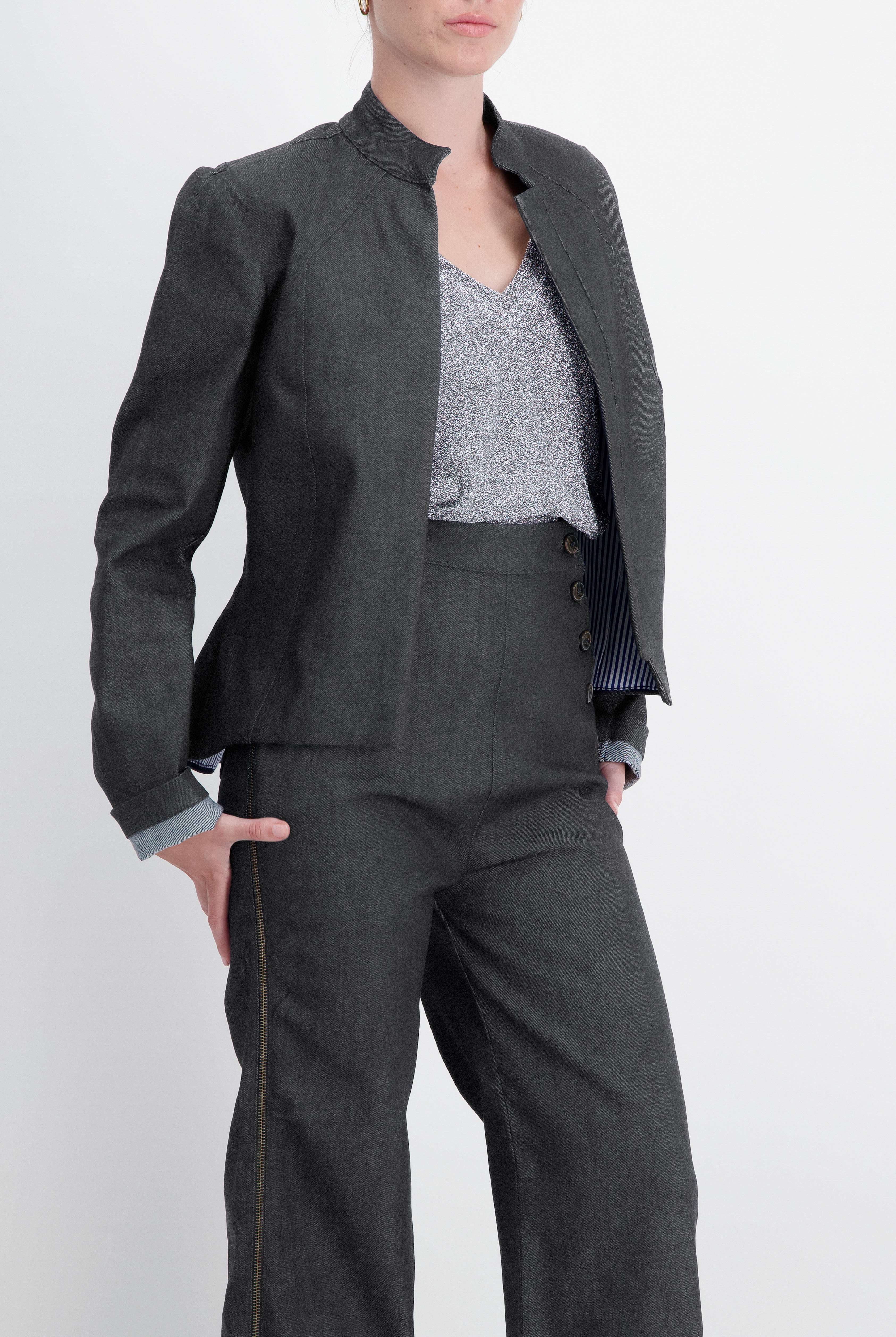 Paula Cropped Magnetic Jacket for Dexterity Support - Gray - Christina Stephens
