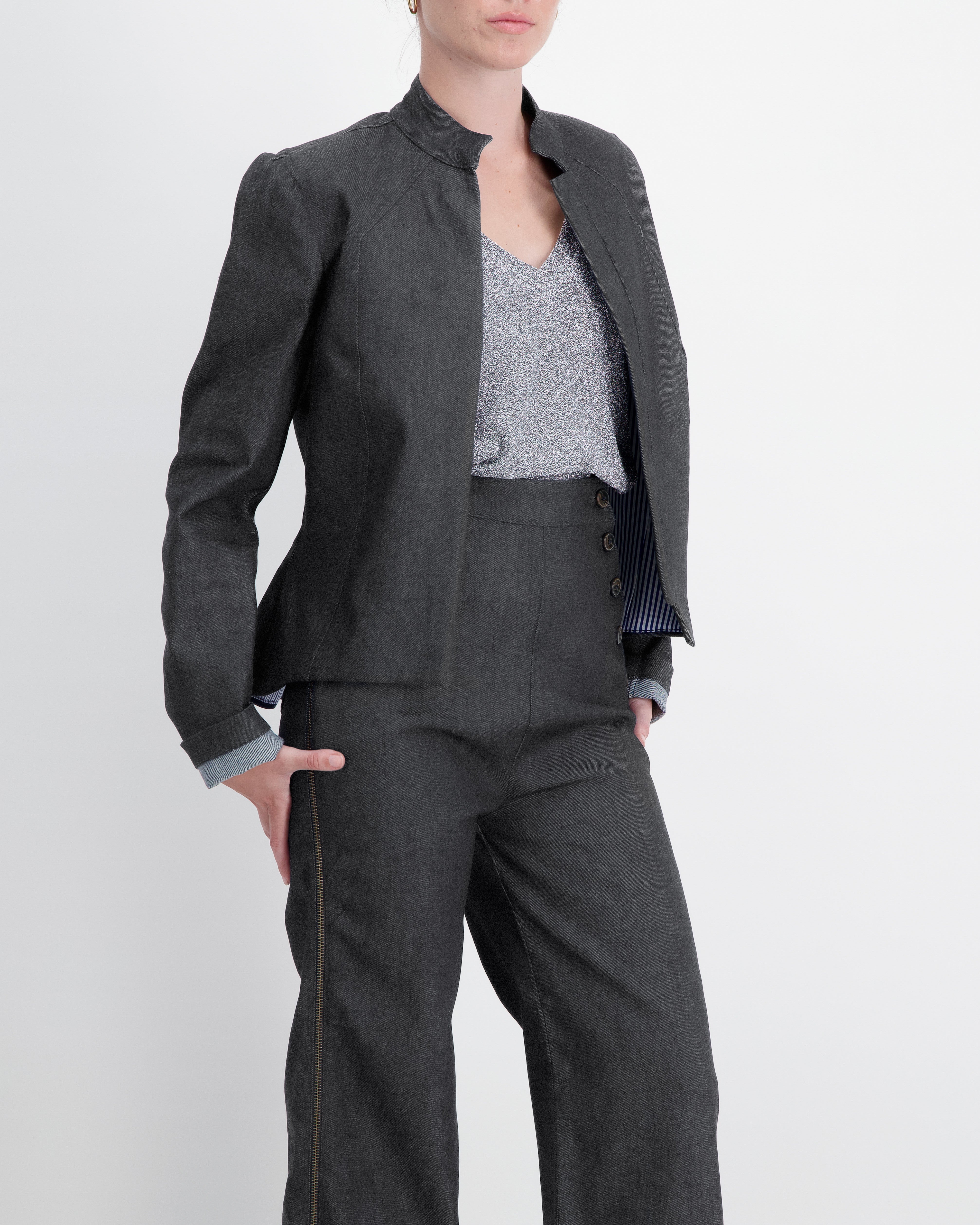 Paula Cropped Magnetic Jacket for Dexterity Support - Gray - Christina Stephens