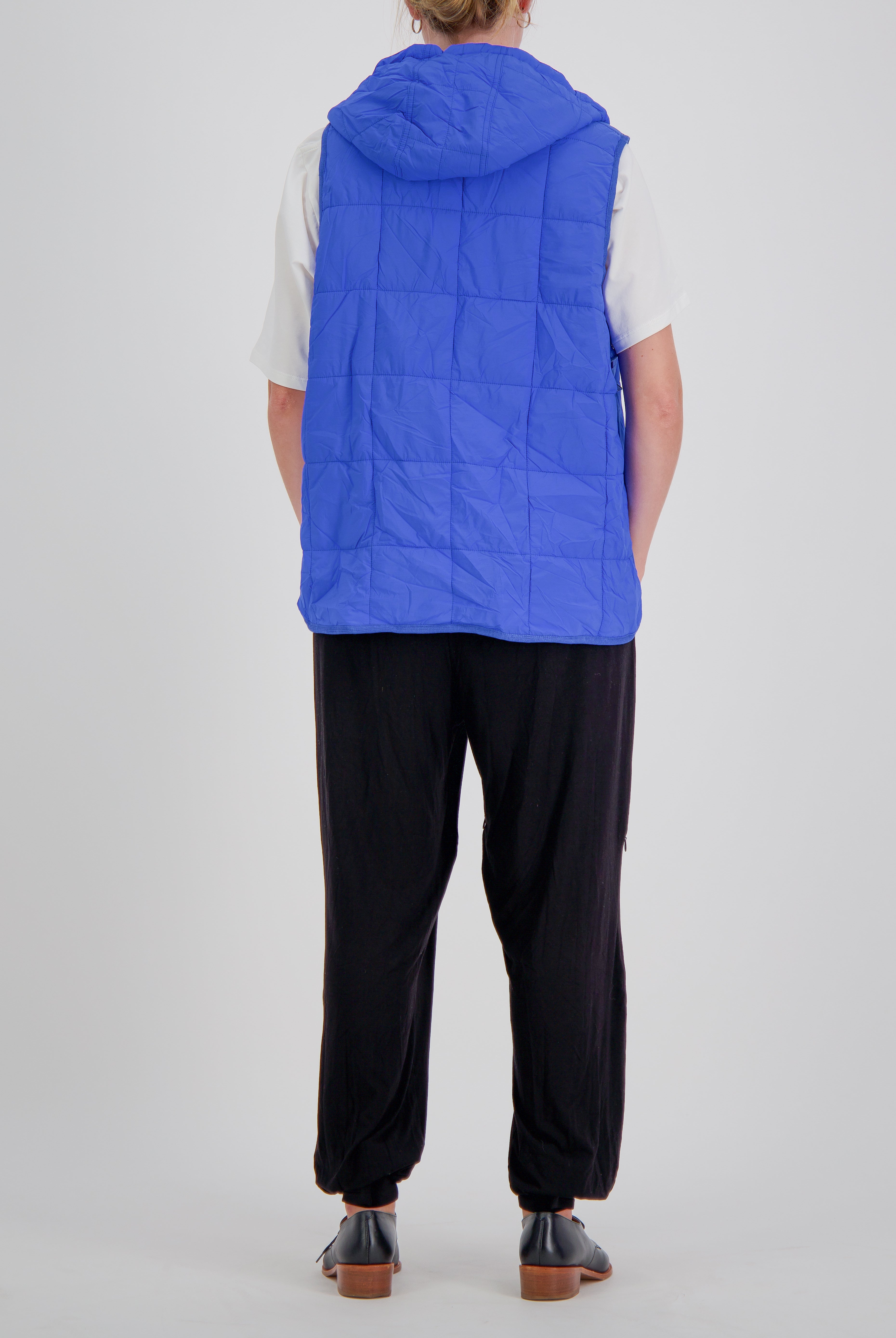 Matt Gender Neutral Adaptive Puffer Vest Universal Design for Wheelchair Users - Blue - Christina Stephens