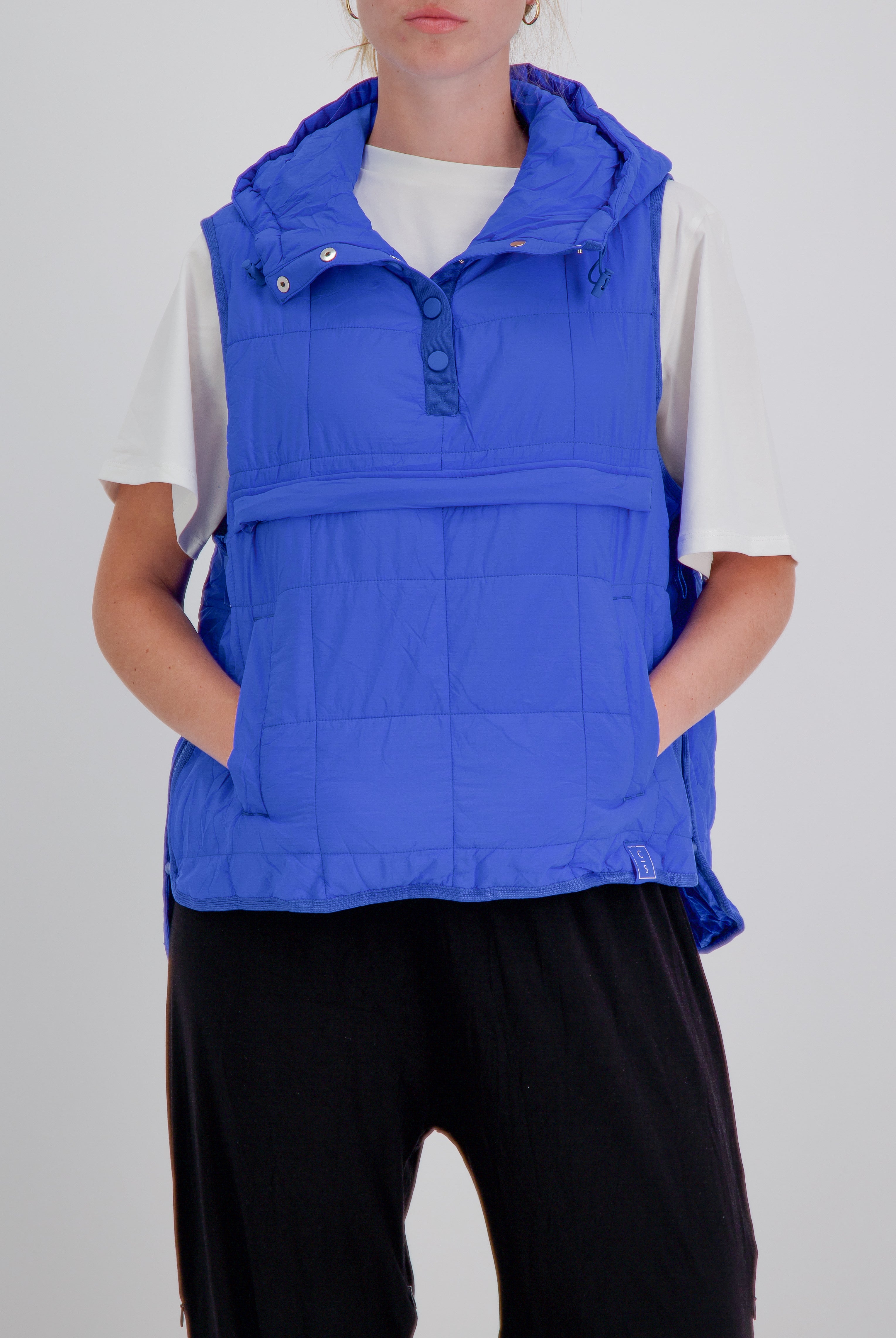 Matt Gender Neutral Adaptive Puffer Vest Universal Design for Wheelchair Users - Blue - Christina Stephens