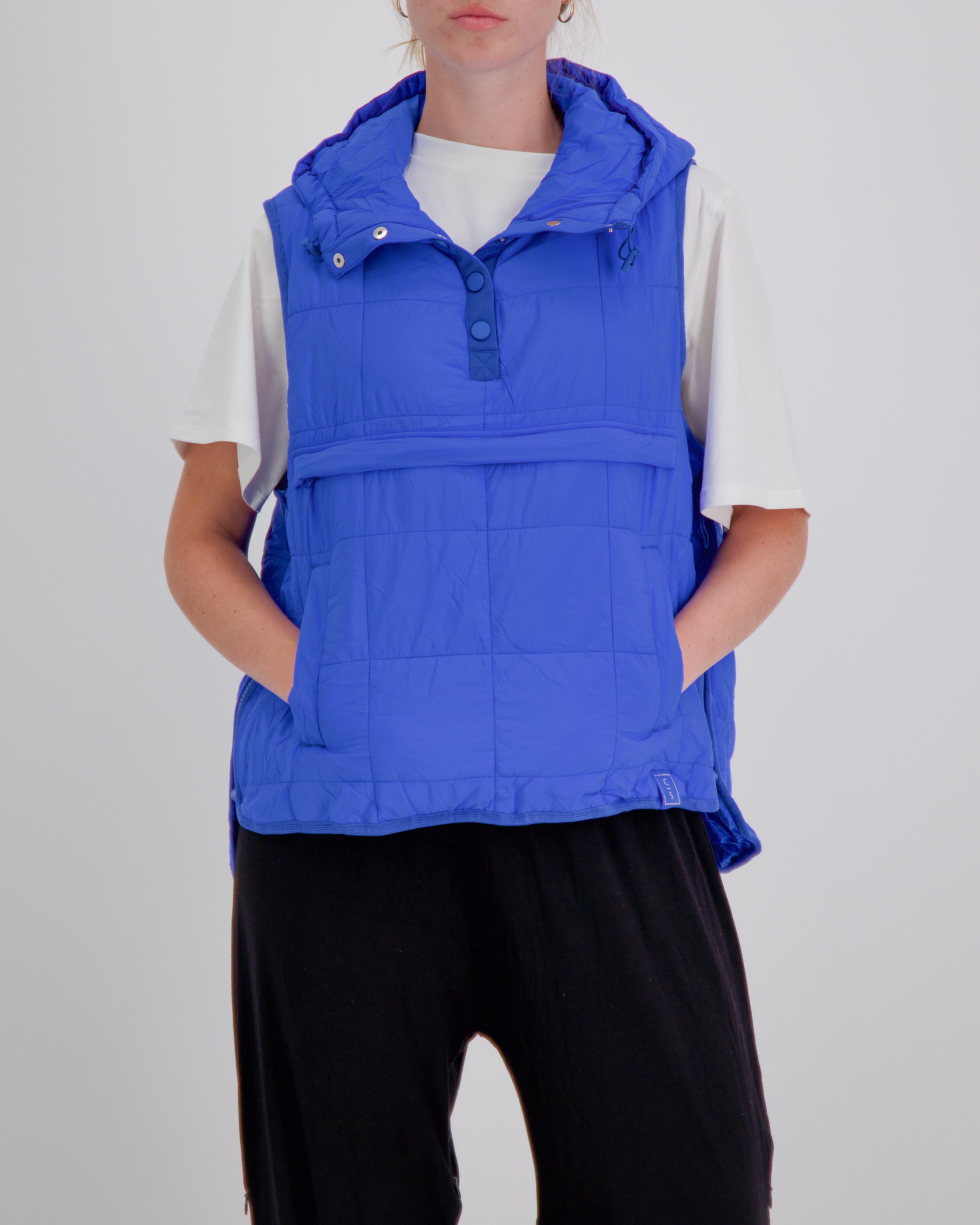 Matt Gender Neutral Adaptive Puffer Vest Universal Design for Wheelchair Users - Blue - Christina Stephens