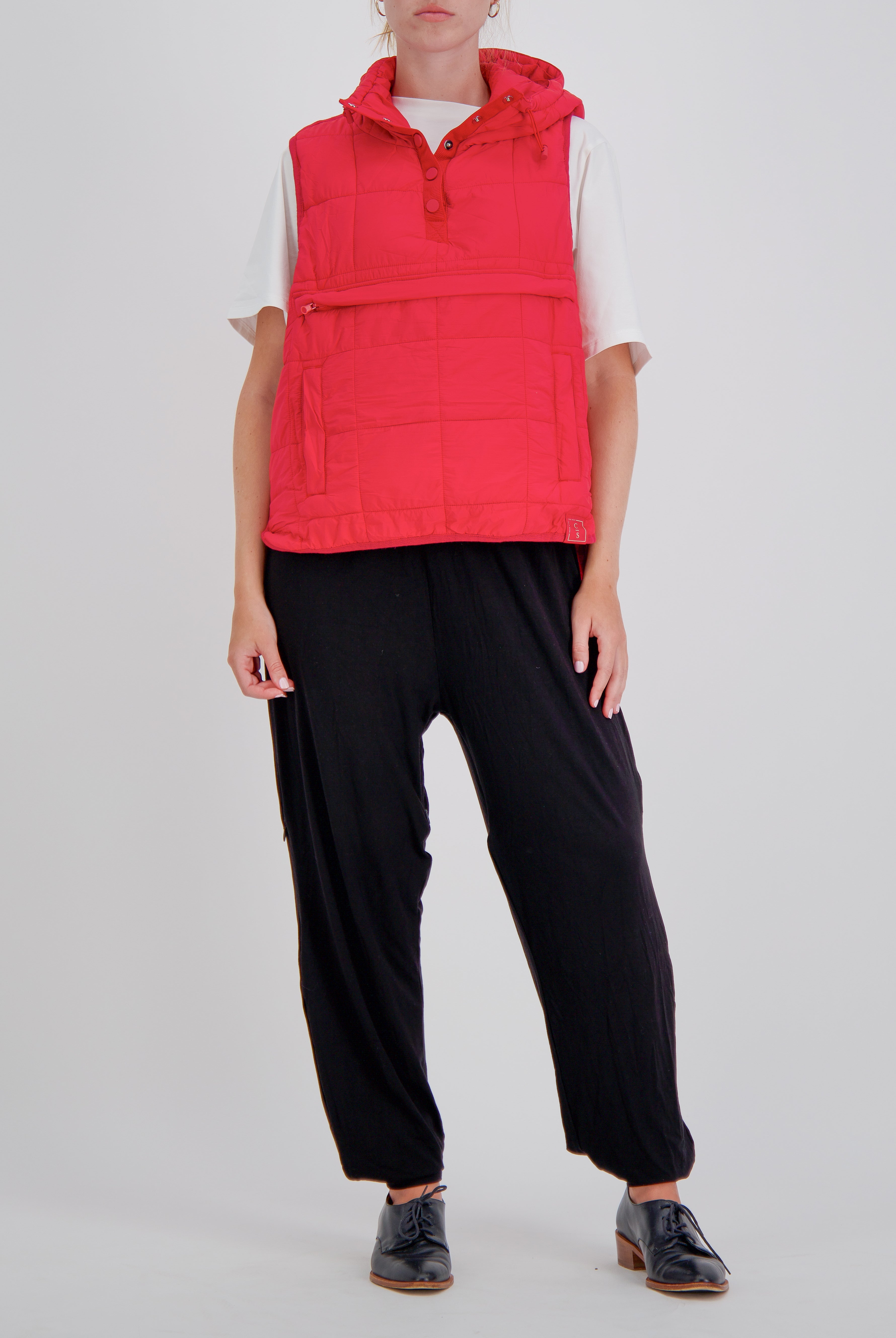 Matt Gender Neutral Adaptive Puffer Vest Universal Design for Wheelchair Users - Red - Christina Stephens