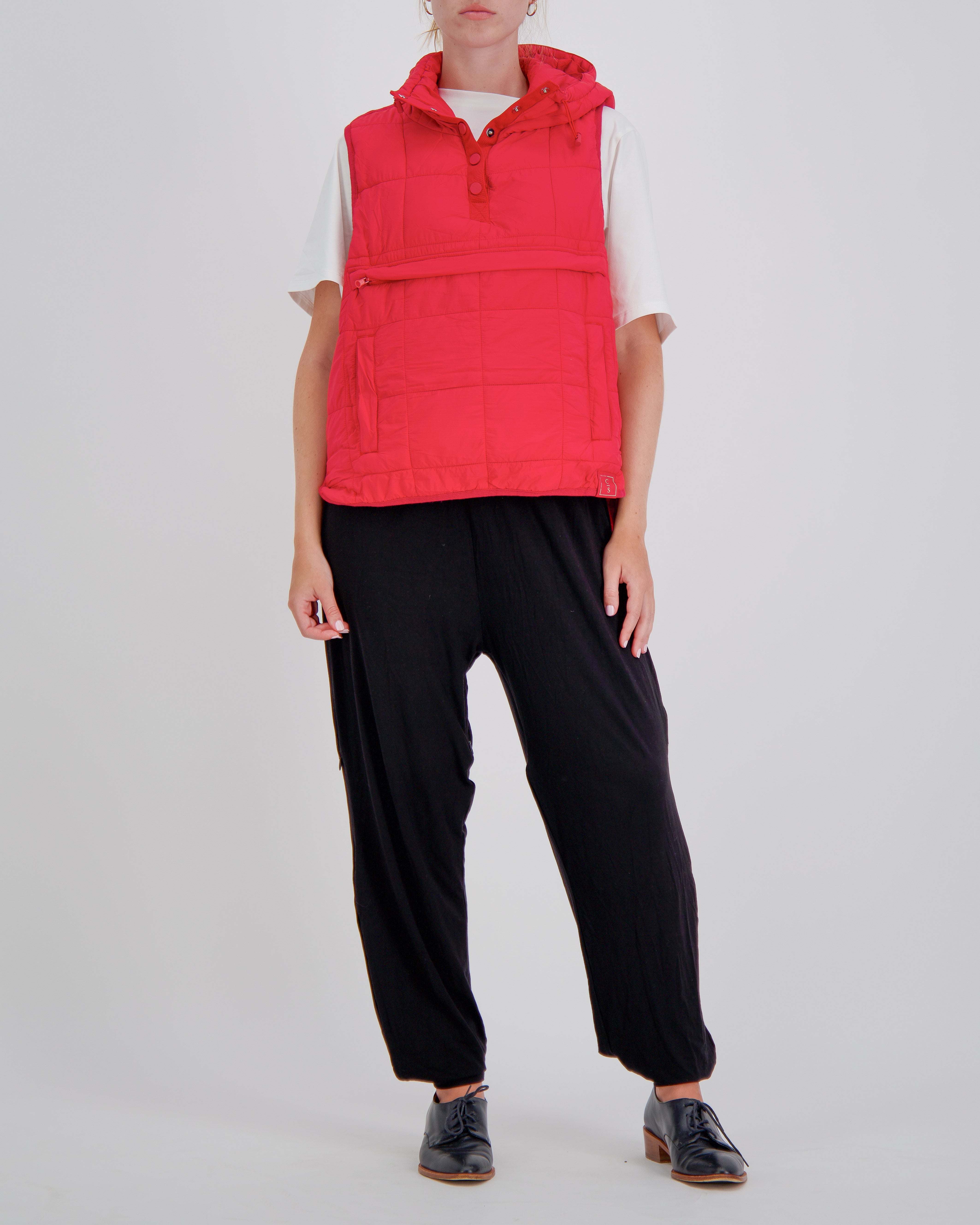Matt Gender Neutral Adaptive Puffer Vest Universal Design for Wheelchair Users - Red - Christina Stephens