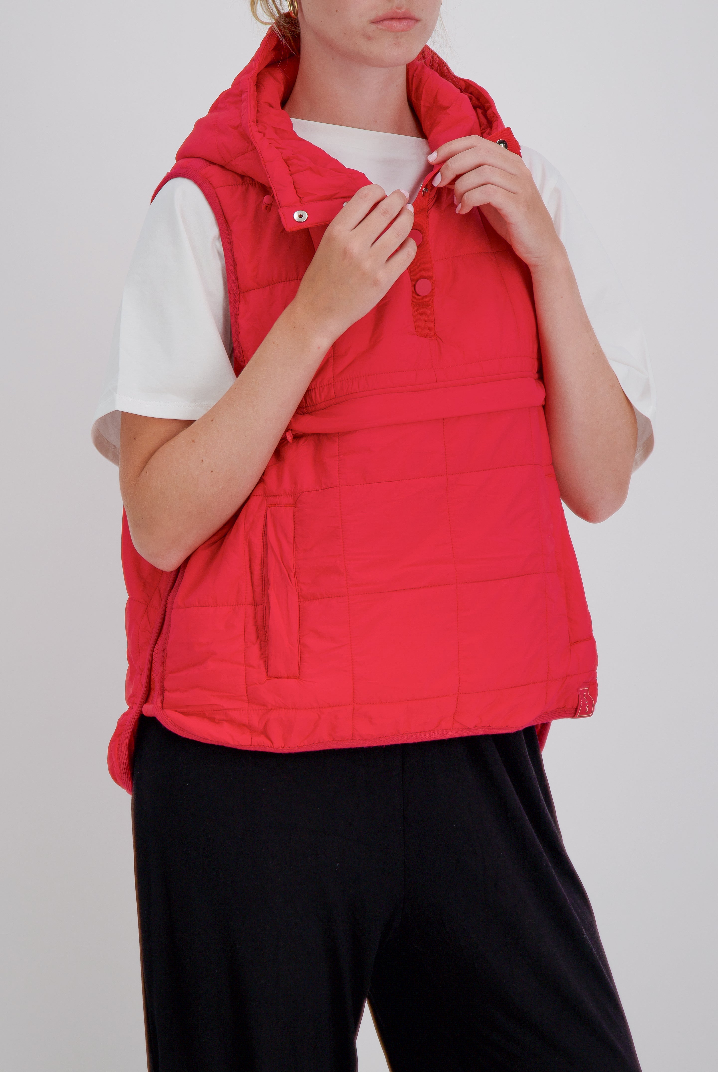 Matt Gender Neutral Adaptive Puffer Vest Universal Design for Wheelchair Users - Red - Christina Stephens