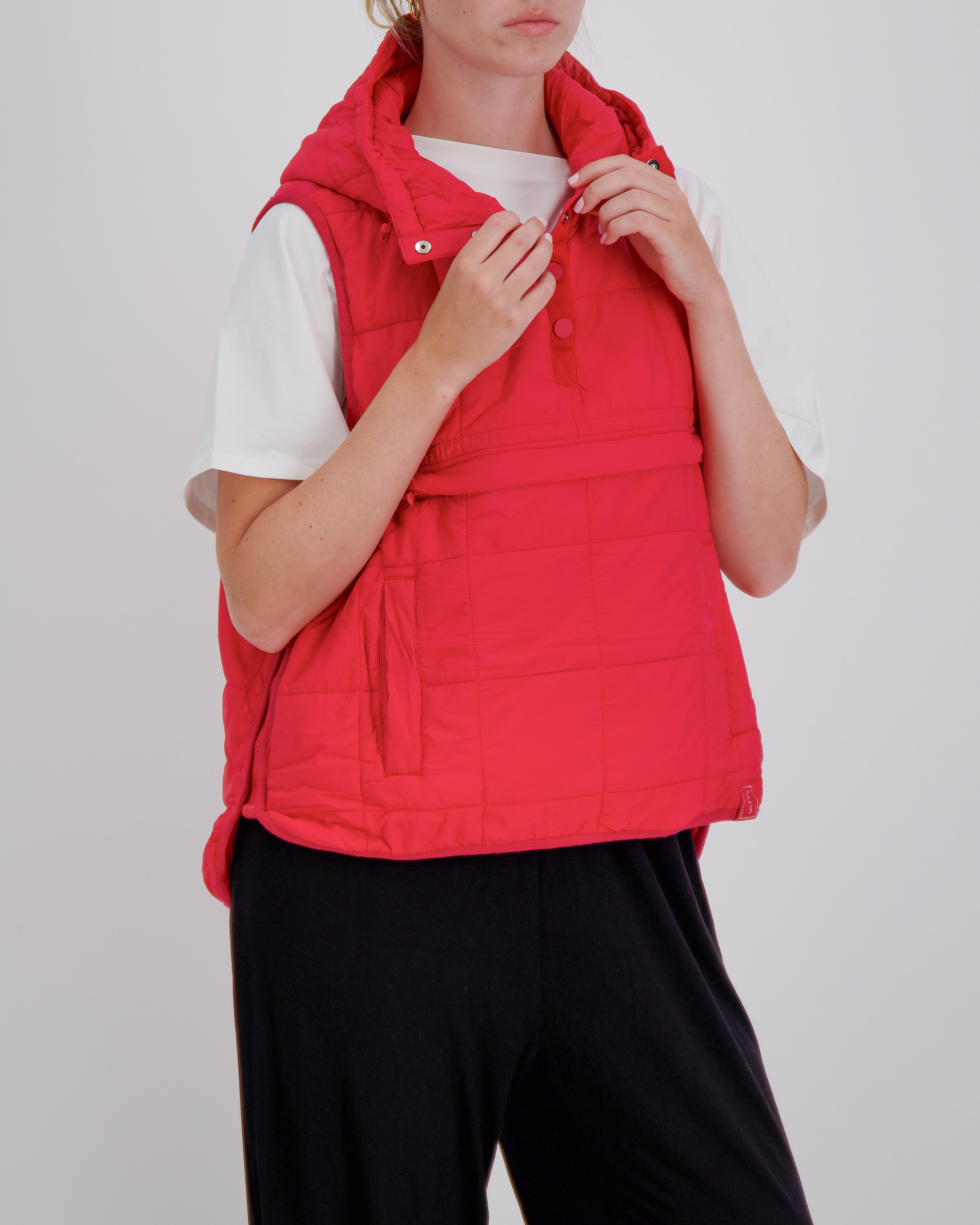 Matt Gender Neutral Adaptive Puffer Vest Universal Design for Wheelchair Users - Red - Christina Stephens