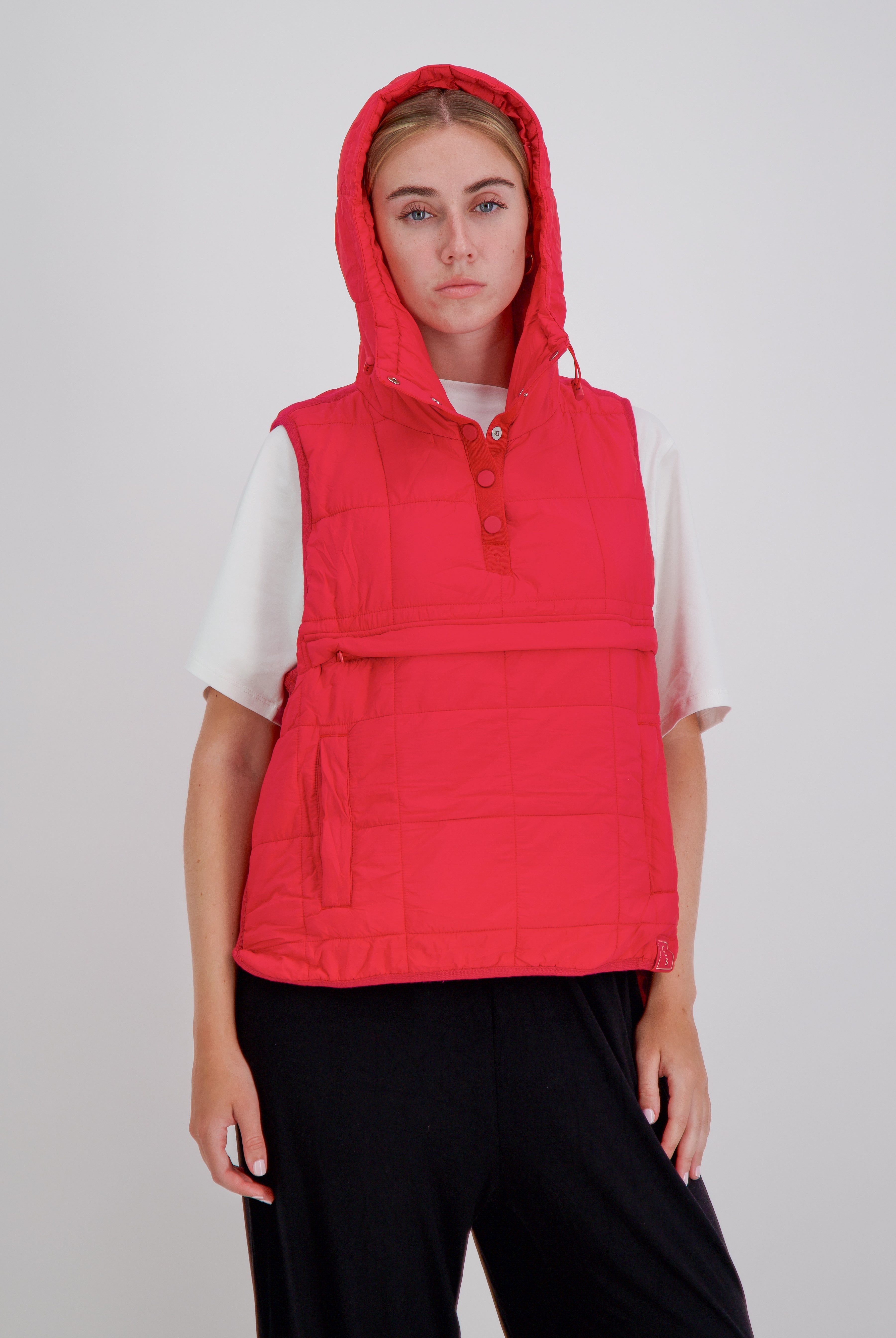 Matt Gender Neutral Adaptive Puffer Vest Universal Design for Wheelchair Users - Red - Christina Stephens