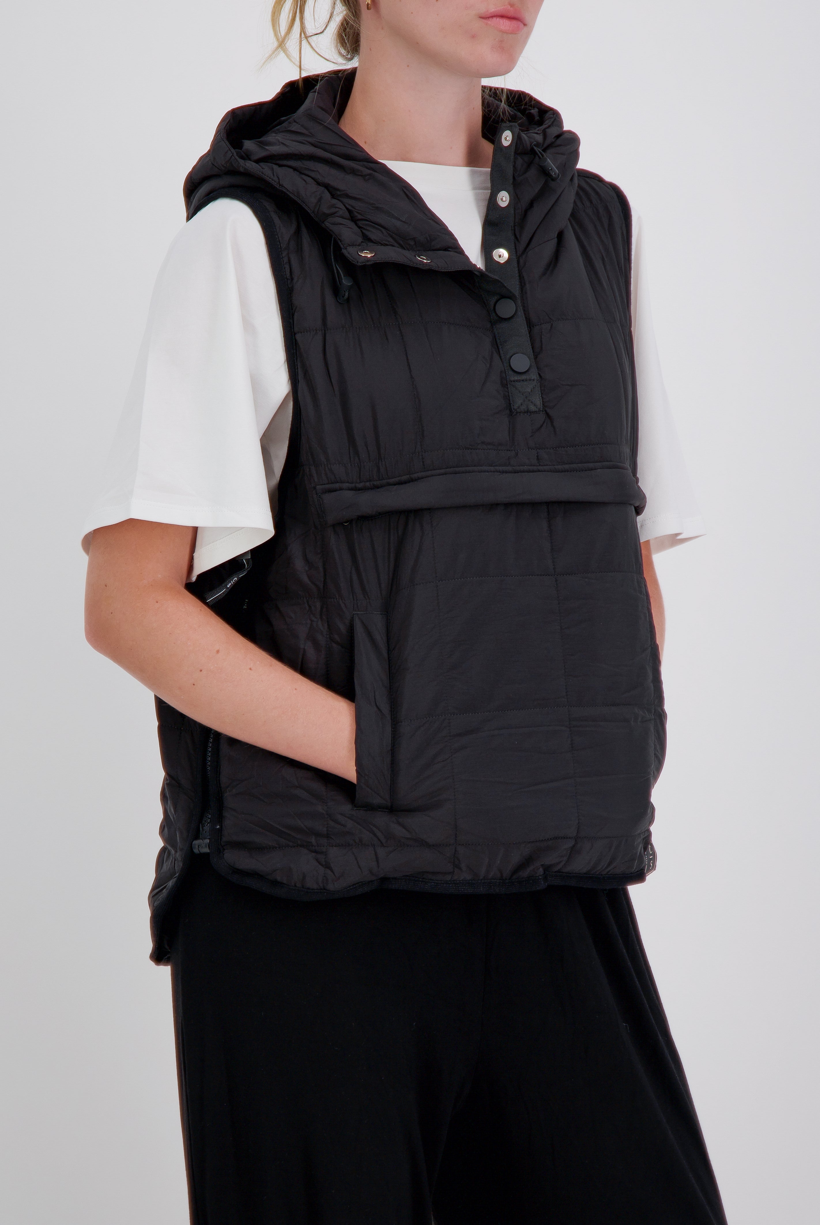 Matt Gender Neutral Adaptive Puffer Vest Universal Design for Wheelchair Users - Black - Christina Stephens
