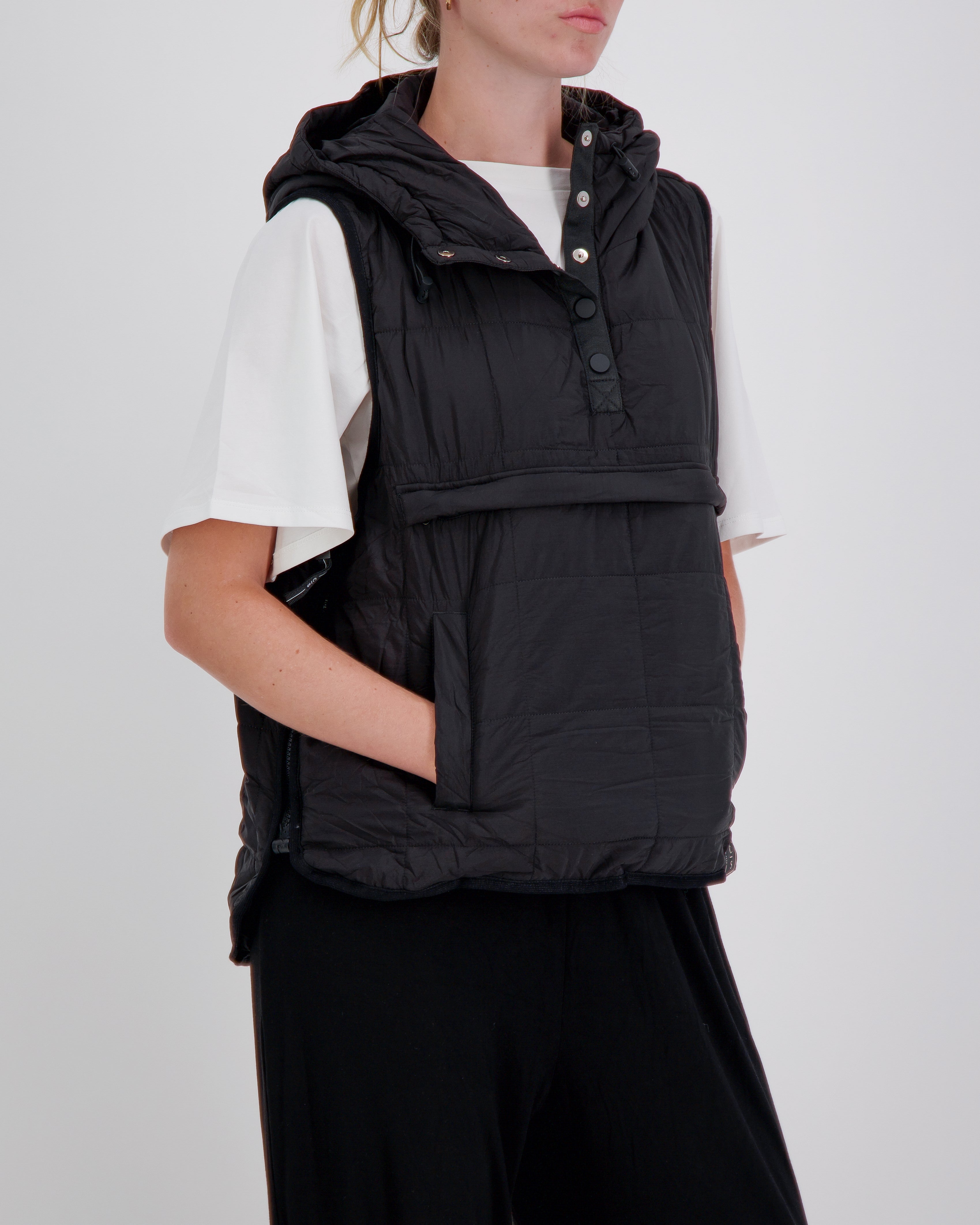 Matt Gender Neutral Adaptive Puffer Vest Universal Design for Wheelchair Users - Black - Christina Stephens