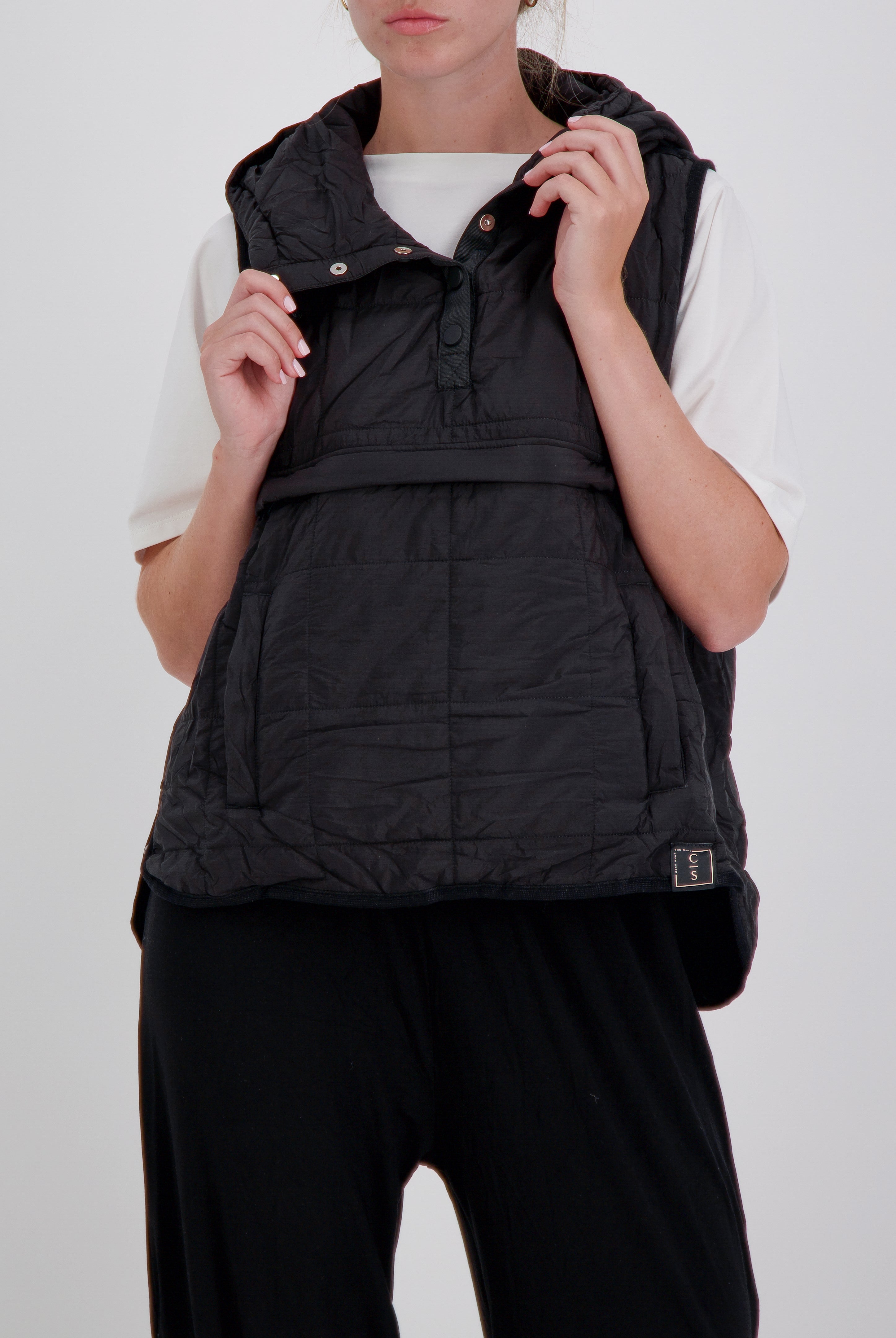 Matt Gender Neutral Adaptive Puffer Vest Universal Design for Wheelchair Users - Black - Christina Stephens