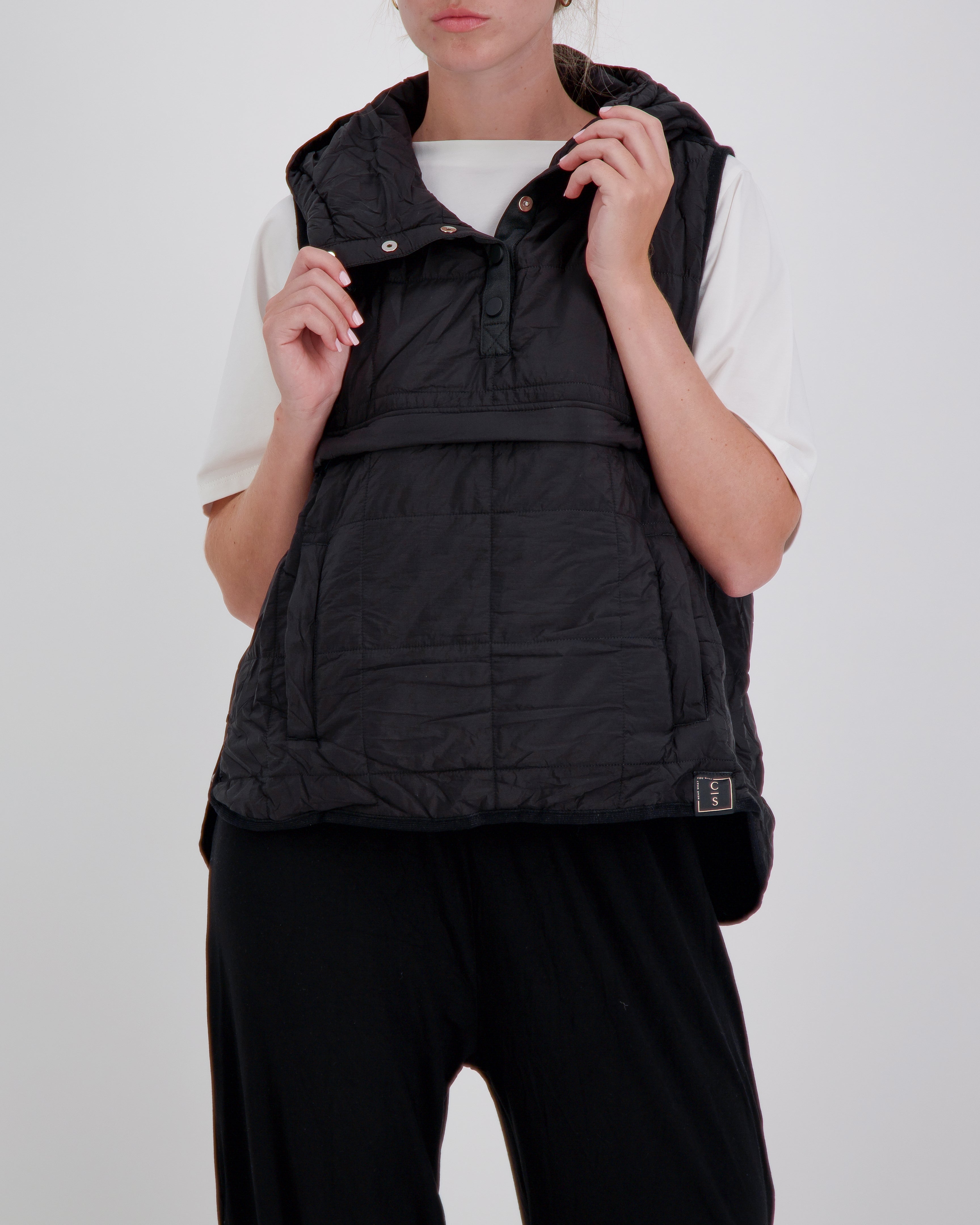 Matt Gender Neutral Adaptive Puffer Vest Universal Design for Wheelchair Users - Black - Christina Stephens