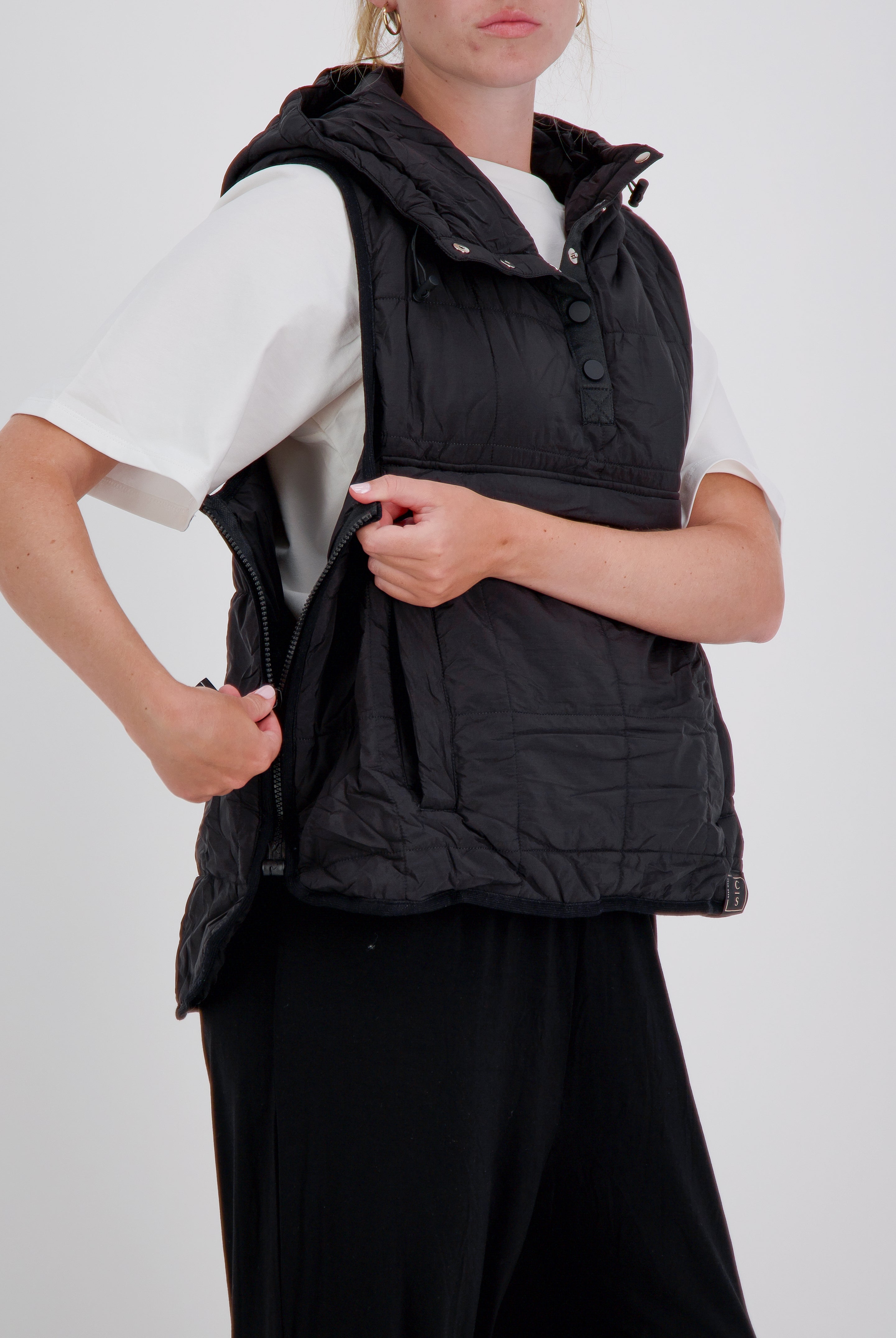 Matt Gender Neutral Adaptive Puffer Vest Universal Design for Wheelchair Users - Black - Christina Stephens