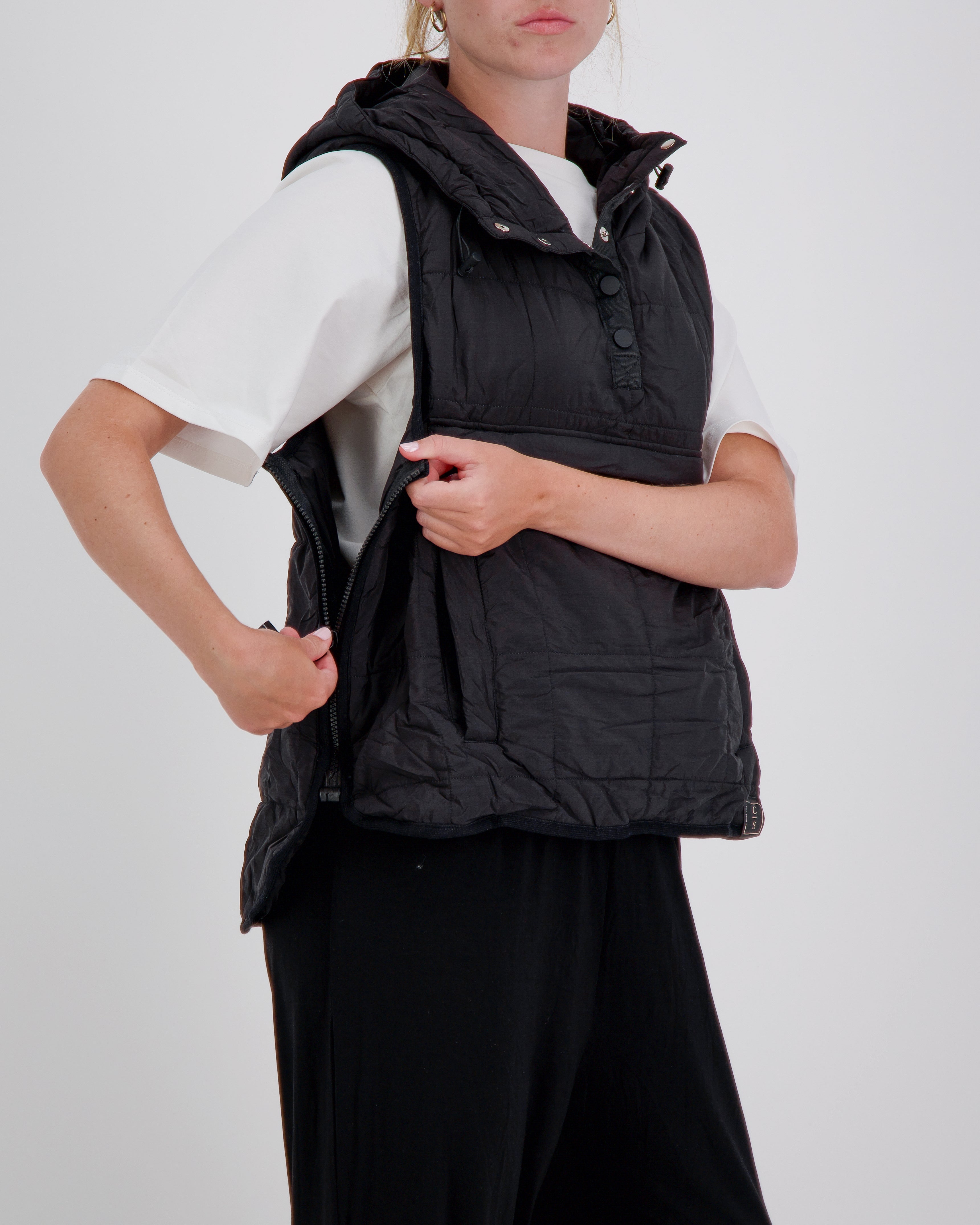 Matt Gender Neutral Adaptive Puffer Vest Universal Design for Wheelchair Users - Black - Christina Stephens