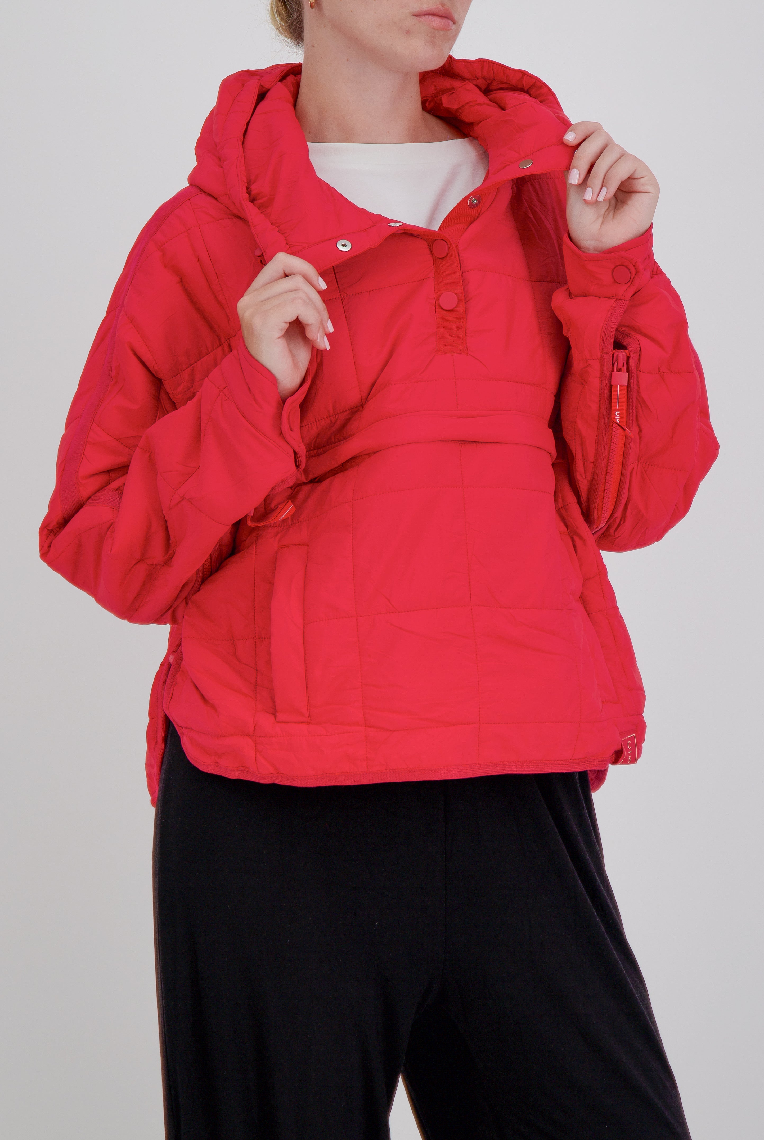 Elly Universal Adaptive Puffer Jacket for Wheelchair Users - Red - Christina Stephens