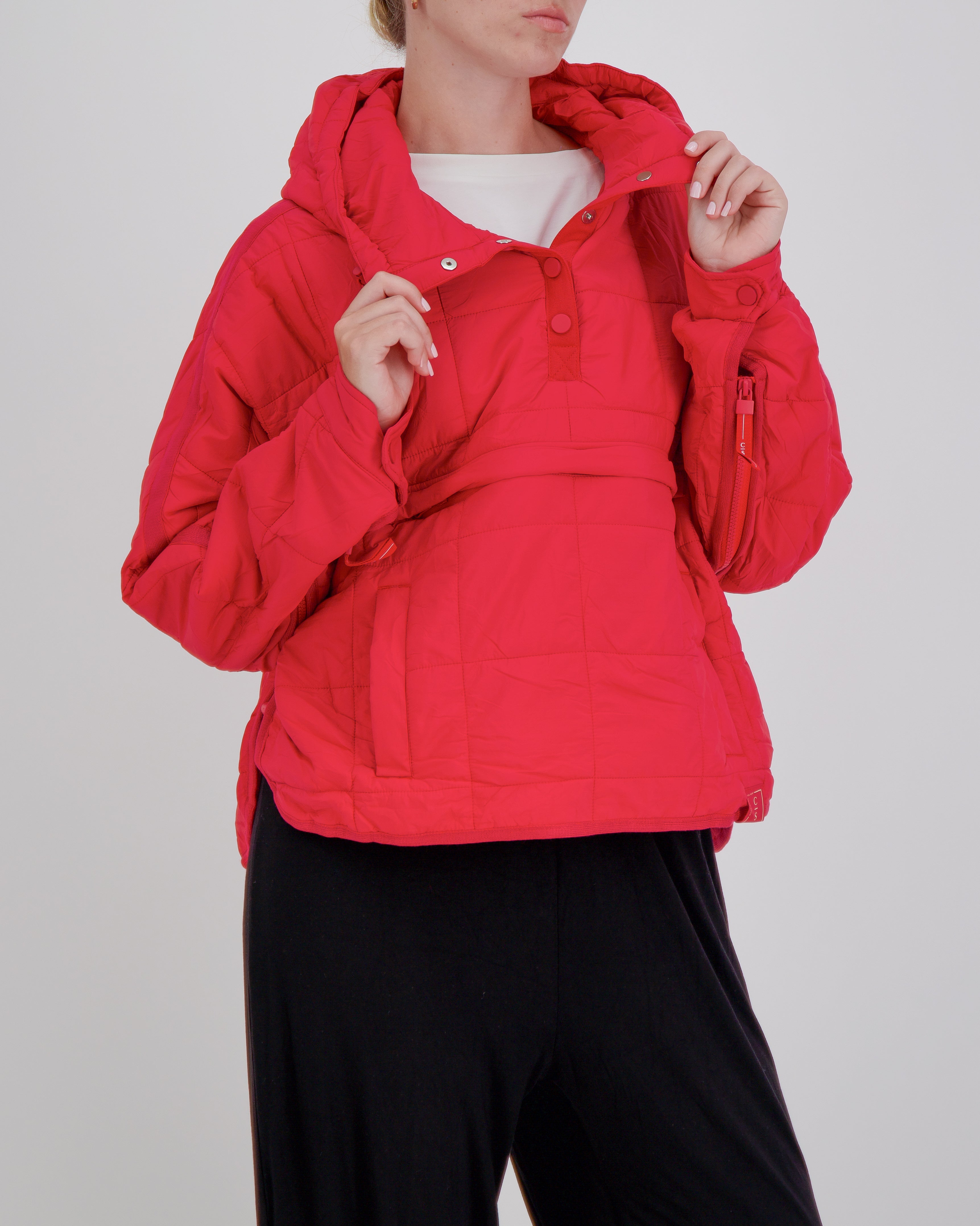 Elly Universal Adaptive Puffer Jacket for Wheelchair Users - Red - Christina Stephens