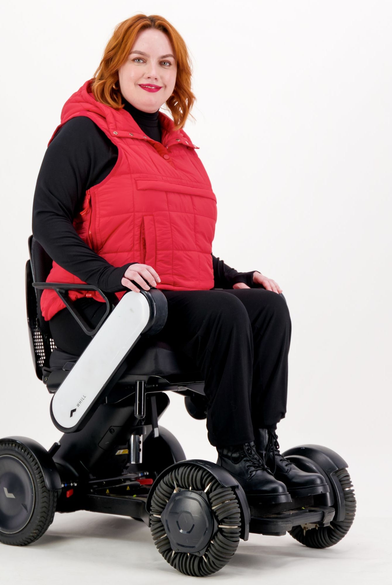 Matt Gender Neutral Adaptive Puffer Vest Universal Design for Wheelchair Users - Red - Christina Stephens