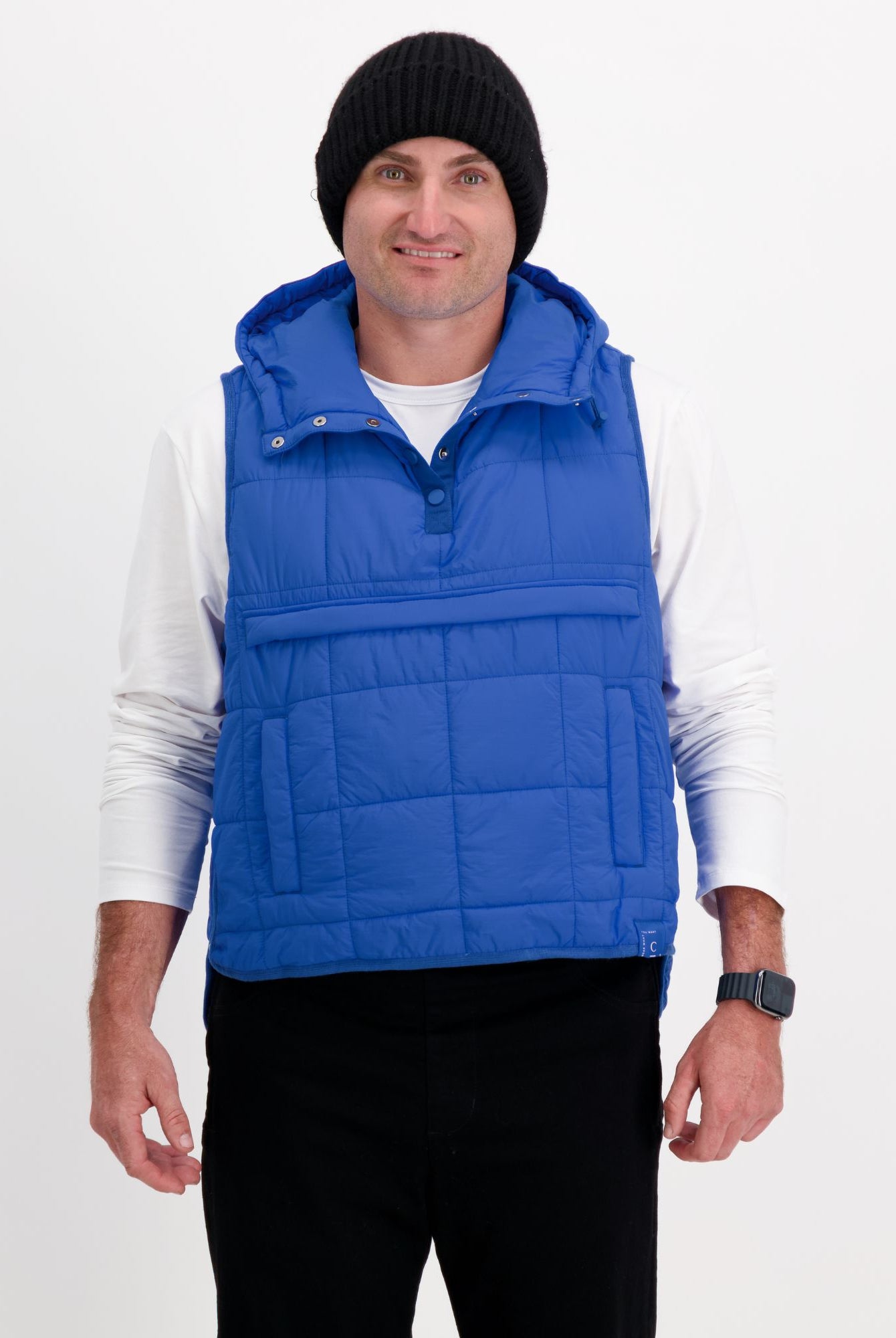 Matt Gender Neutral Adaptive Puffer Vest Universal Design for Wheelchair Users - Blue - Christina Stephens