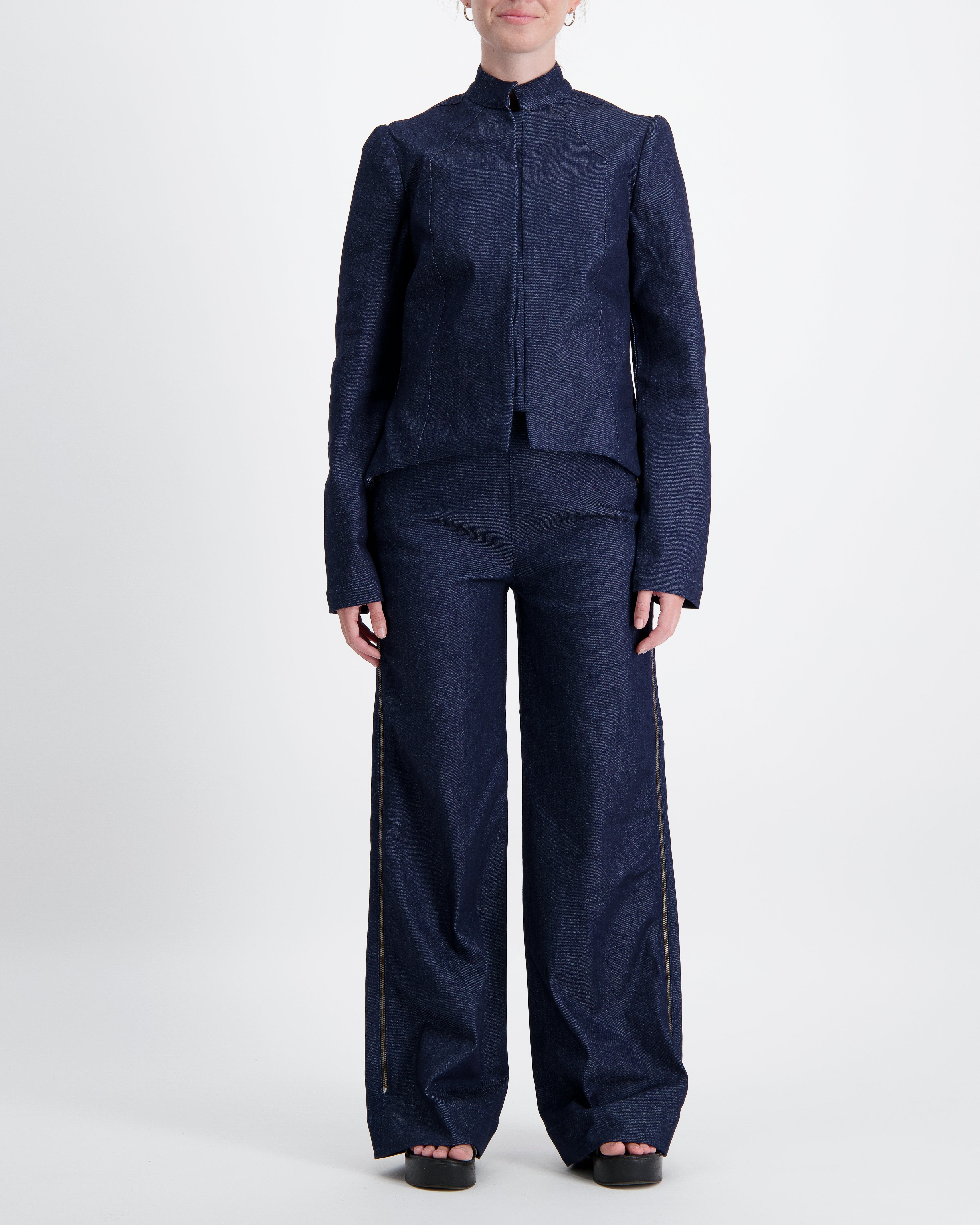 Paula Cropped Magnetic Jacket for Dexterity Support - Blue - Christina Stephens