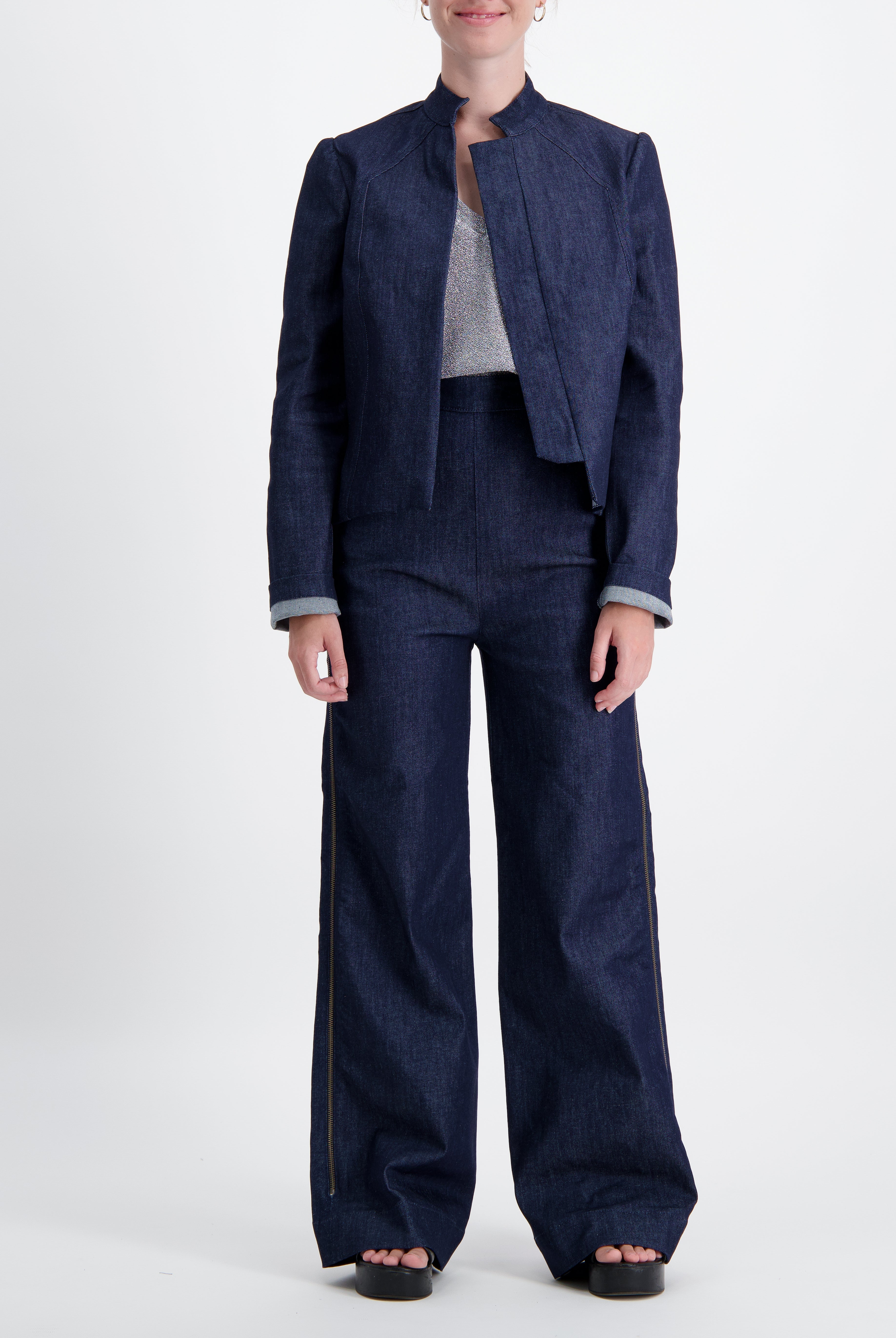 Paula Cropped Magnetic Jacket for Dexterity Support - Blue - Christina Stephens