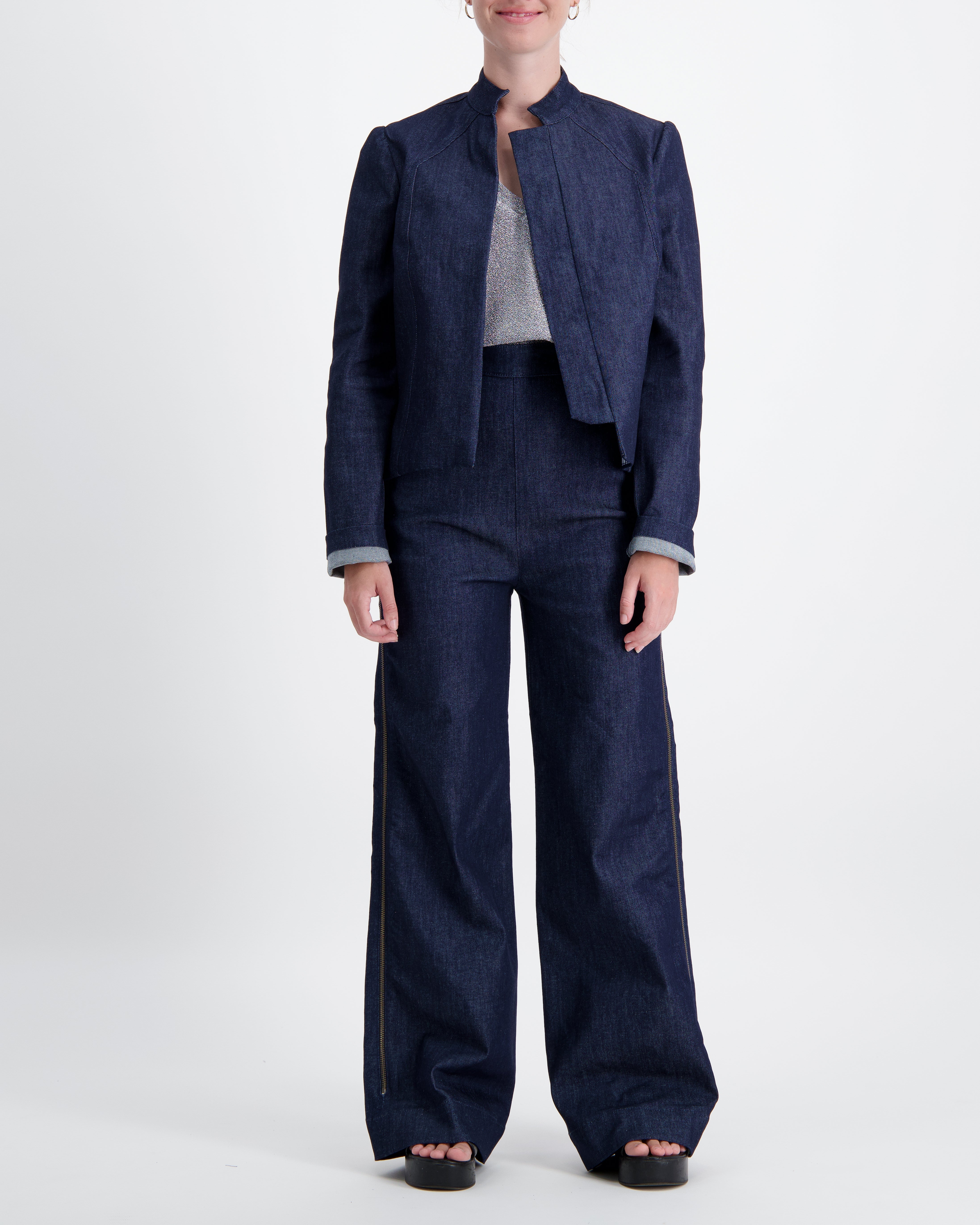 Paula Cropped Magnetic Jacket for Dexterity Support - Blue - Christina Stephens