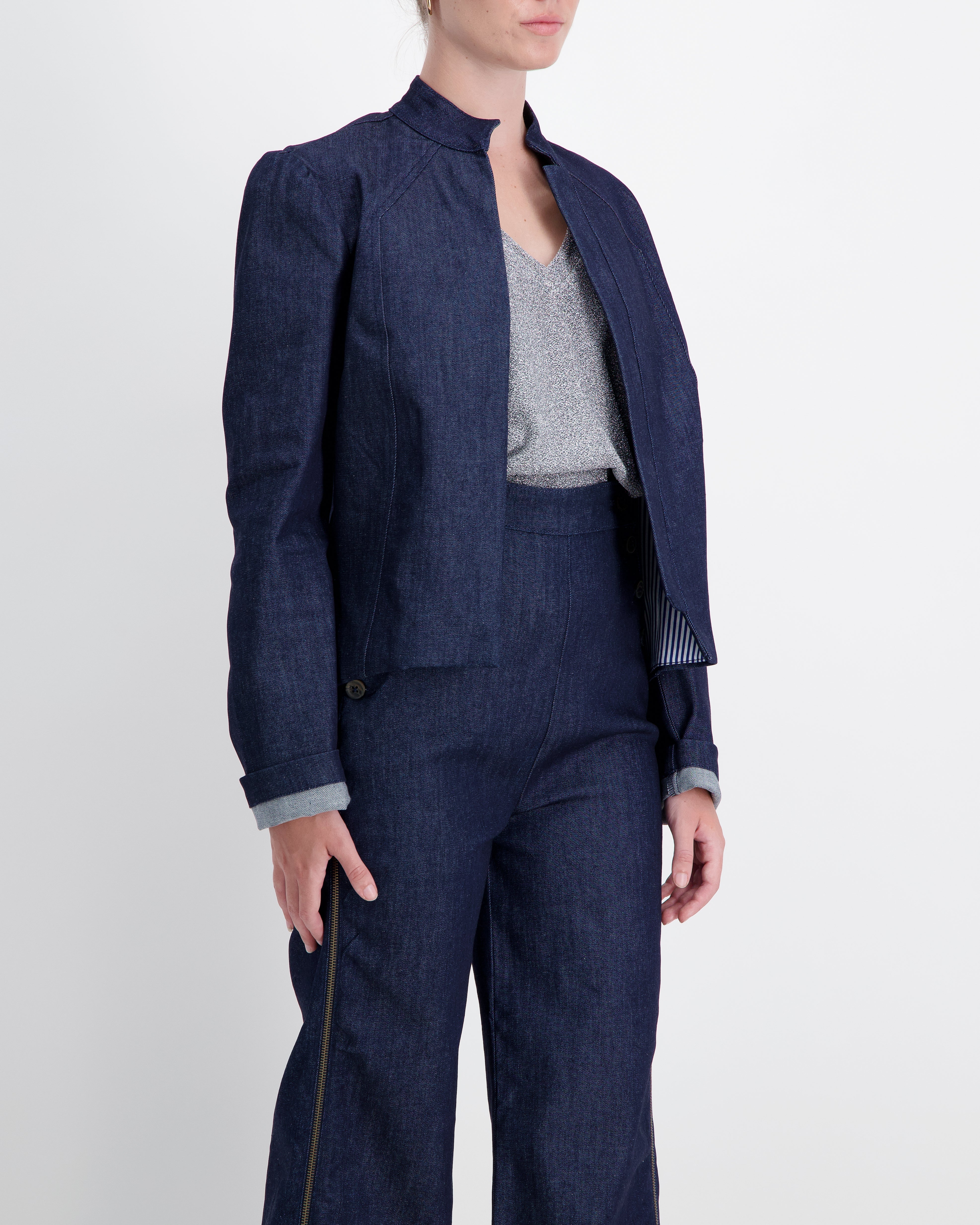 Paula Cropped Magnetic Jacket for Dexterity Support - Blue - Christina Stephens