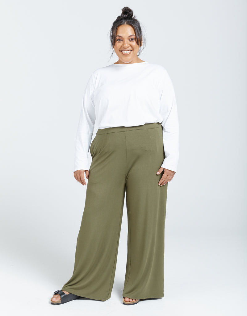 Wide Leg Pant - Khaki - Christina Stephens