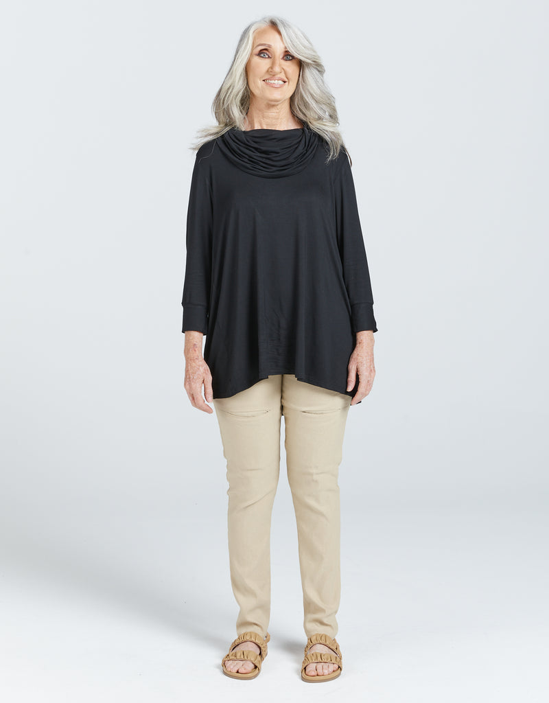 Cowl Neck Leaf Back Top - Christina Stephens