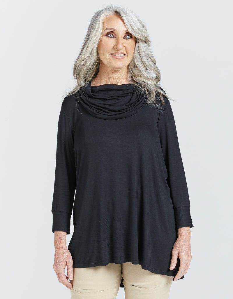 Cowl Neck Leaf Back Top - Christina Stephens